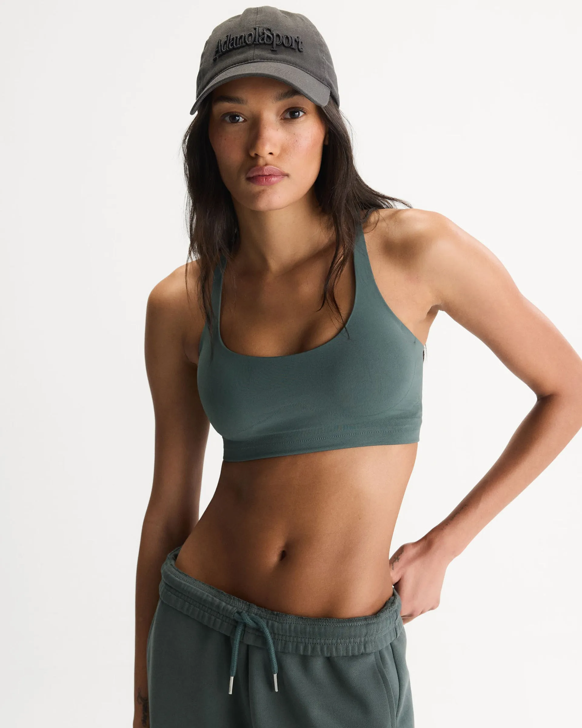 Seamless Racer Back Bra - Sea Green sold by Adanola