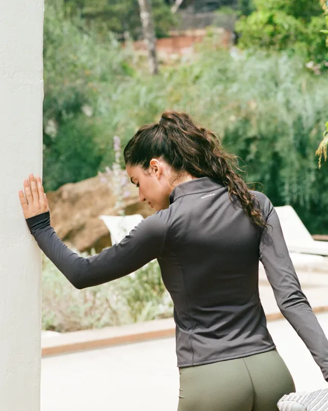 Ultimate Long Sleeve Zip Up Top - Graphite Grey made by Adanola