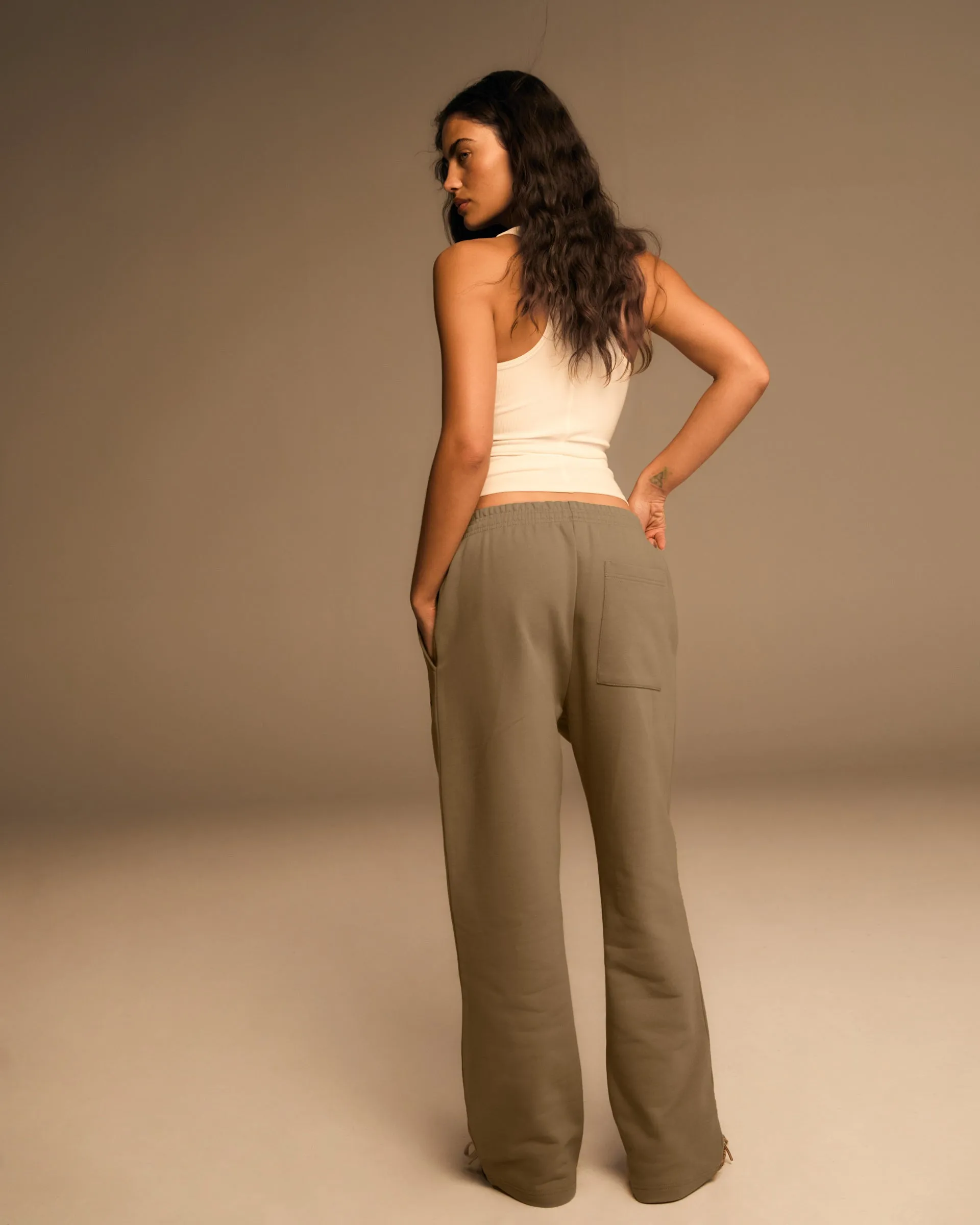 Varsity Straight Leg Sweatpants - Khaki Beige sold by Adanola product image thumbnail 3