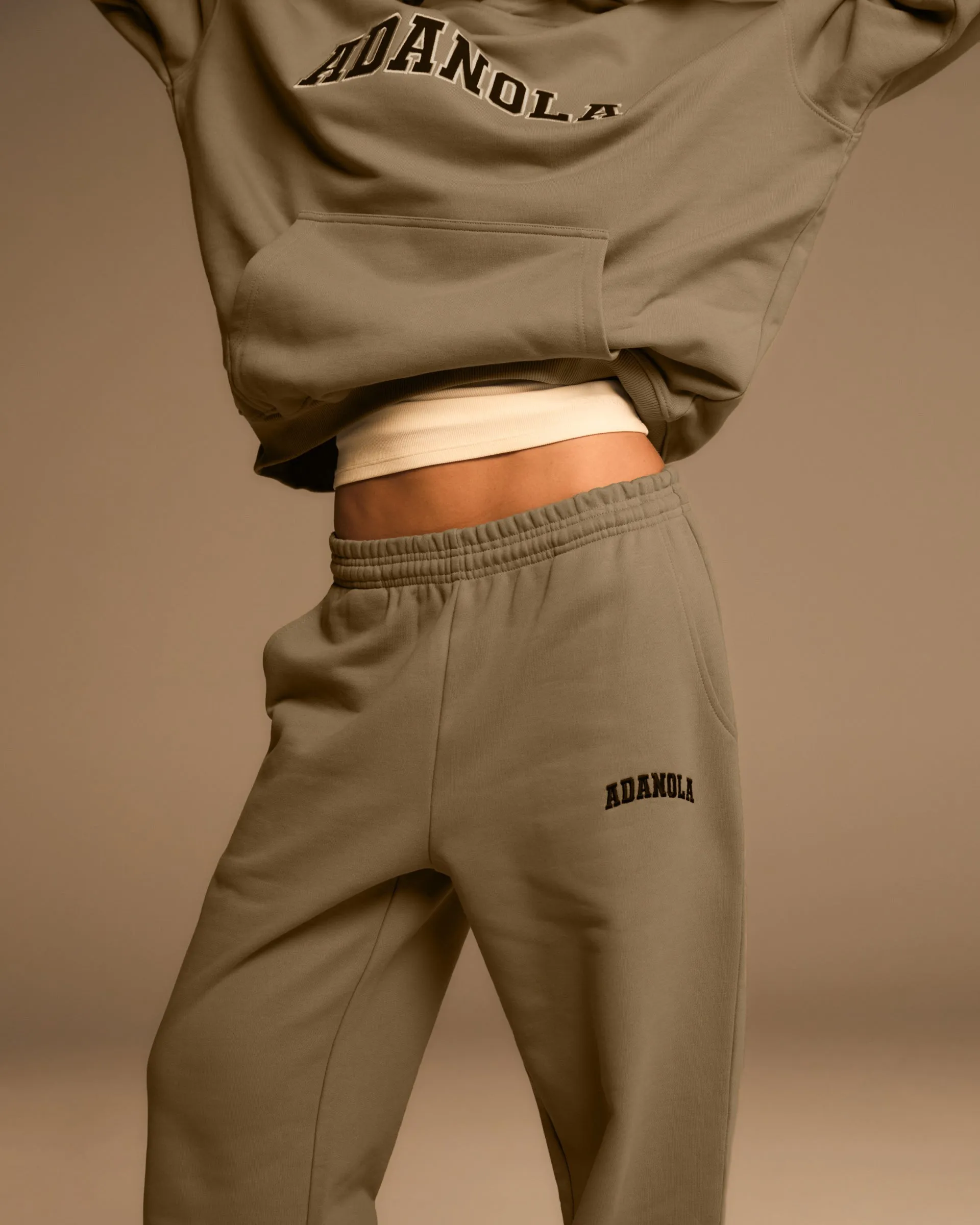 Varsity Straight Leg Sweatpants - Khaki Beige sold by Adanola product image thumbnail 2
