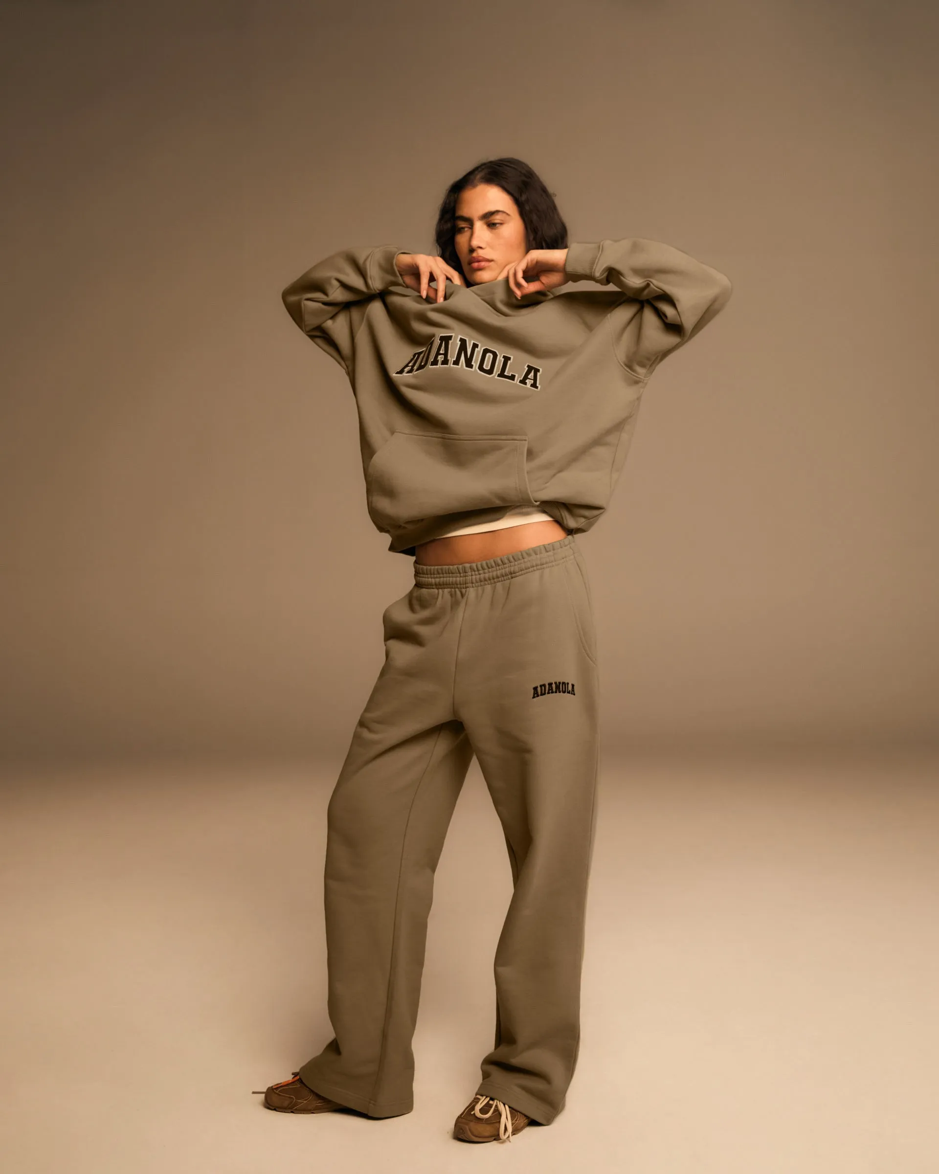 Varsity Straight Leg Sweatpants - Khaki Beige sold by Adanola product image thumbnail 4