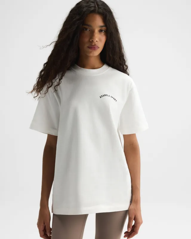 Adanola Sport Short Sleeve Oversized T-shirt - White/Coffee Bean made by Adanola