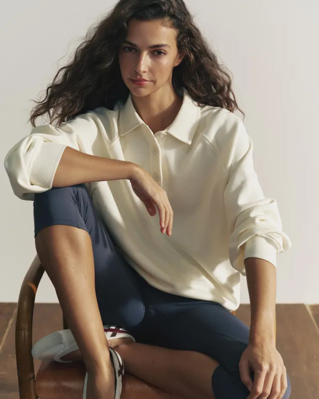 Slouchy Oversized Rugby Sweatshirt - Marshmallow White made by Adanola