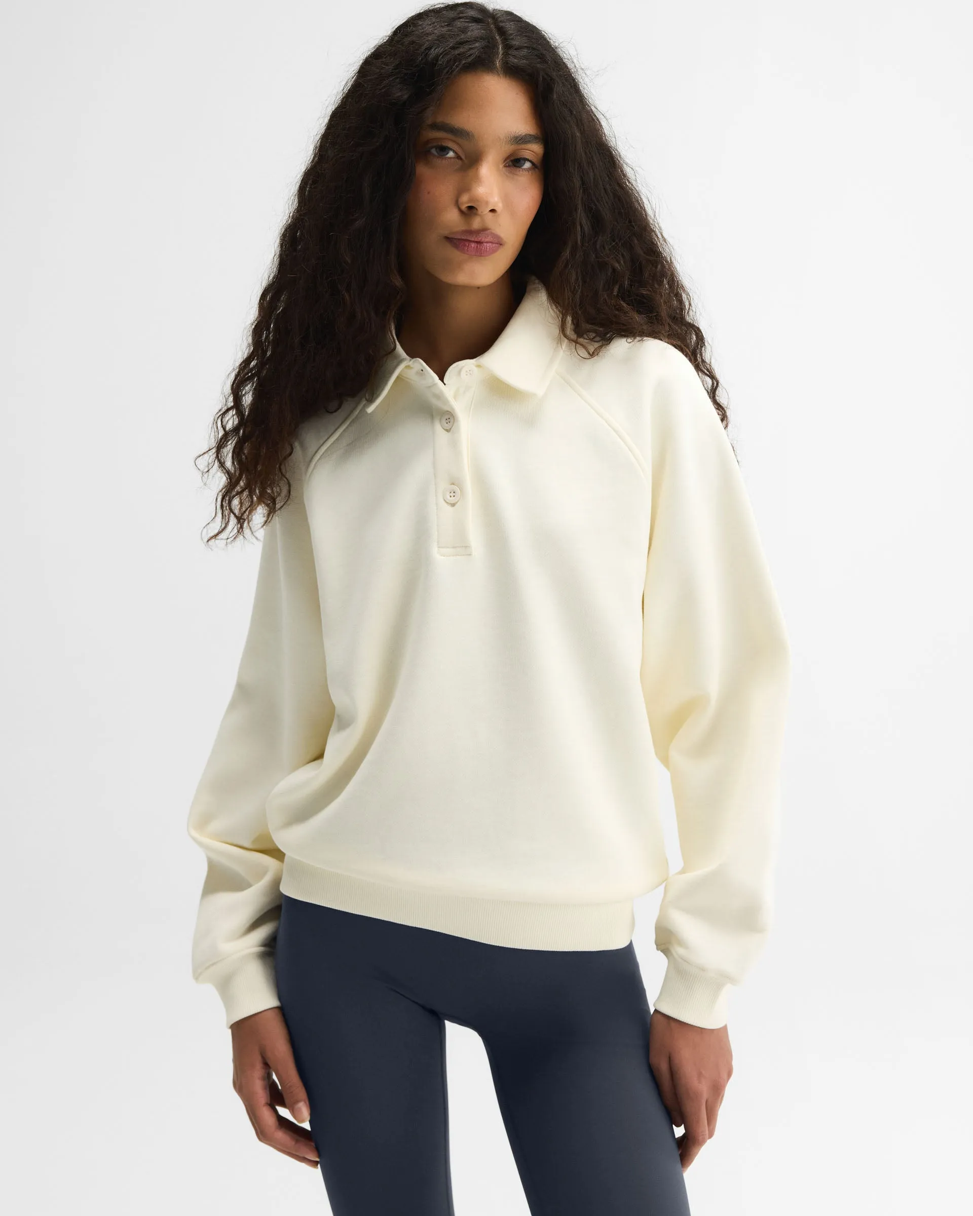 Slouchy Oversized Rugby Sweatshirt - Marshmallow White sold by Adanola product image thumbnail 4