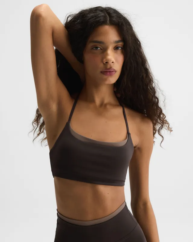 Ultimate Halter Double Layer Bra - Coffee Bean/Dusty Brown made by Adanola