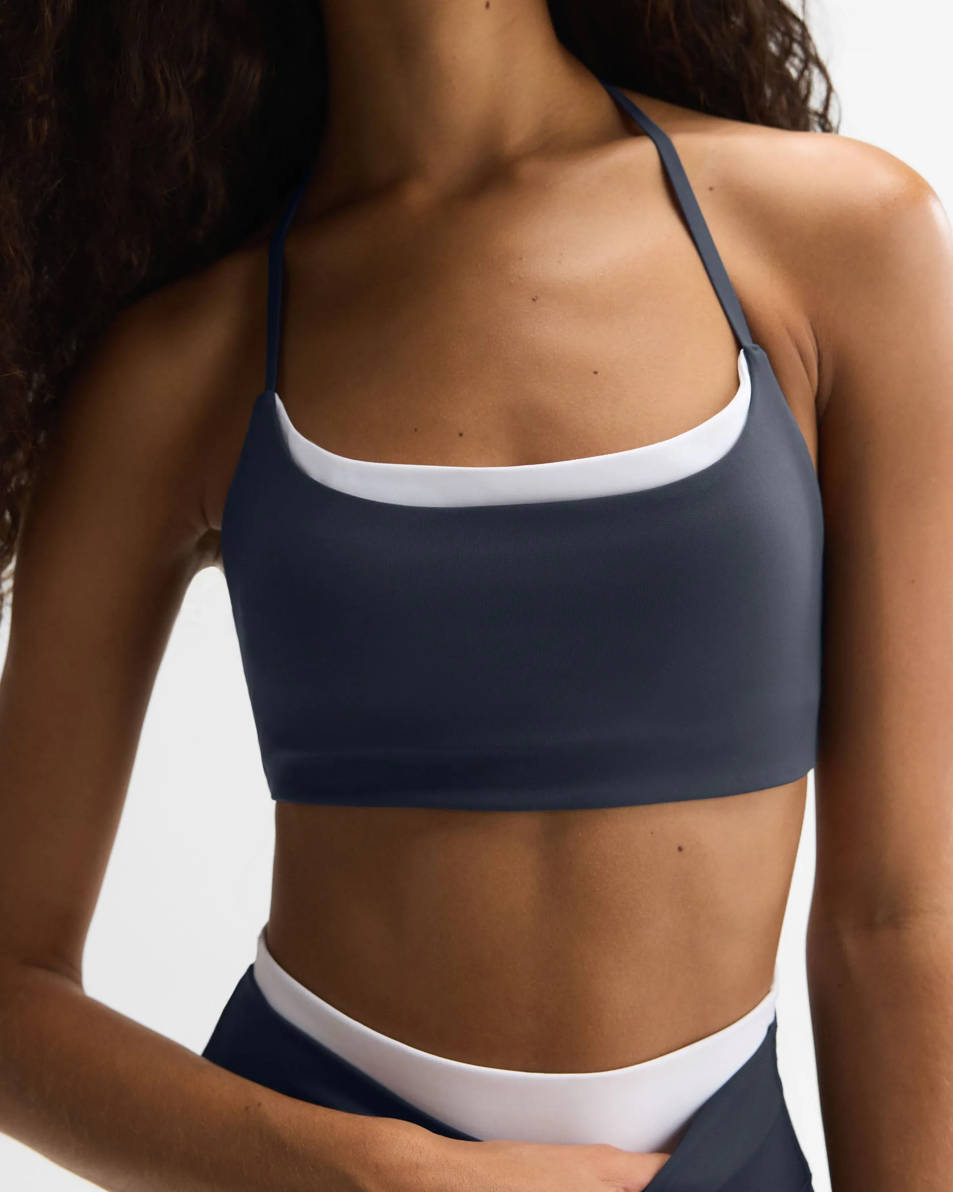 Ultimate Halter Double Layer Bra - Midnight Blue/White sold by Adanola product image thumbnail 5