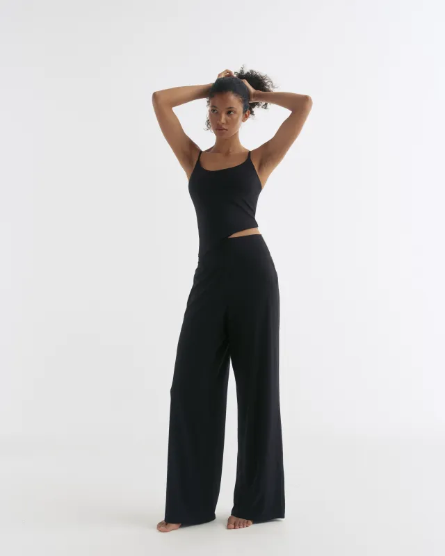 Wide Leg Yoga Pants - Black made by Adanola