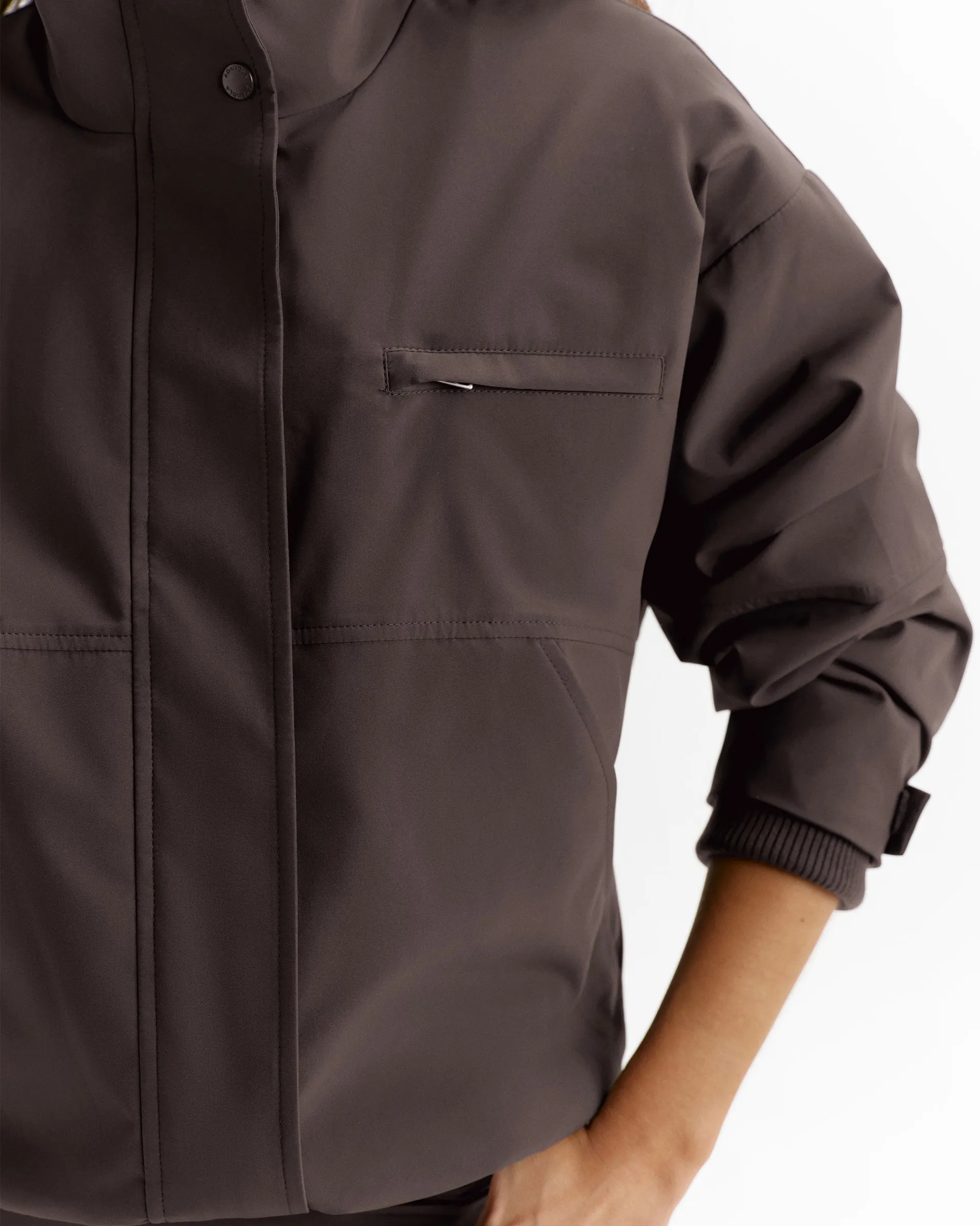 Funnel Neck Technical Jacket - Coffee Bean sold by Adanola product image thumbnail 3