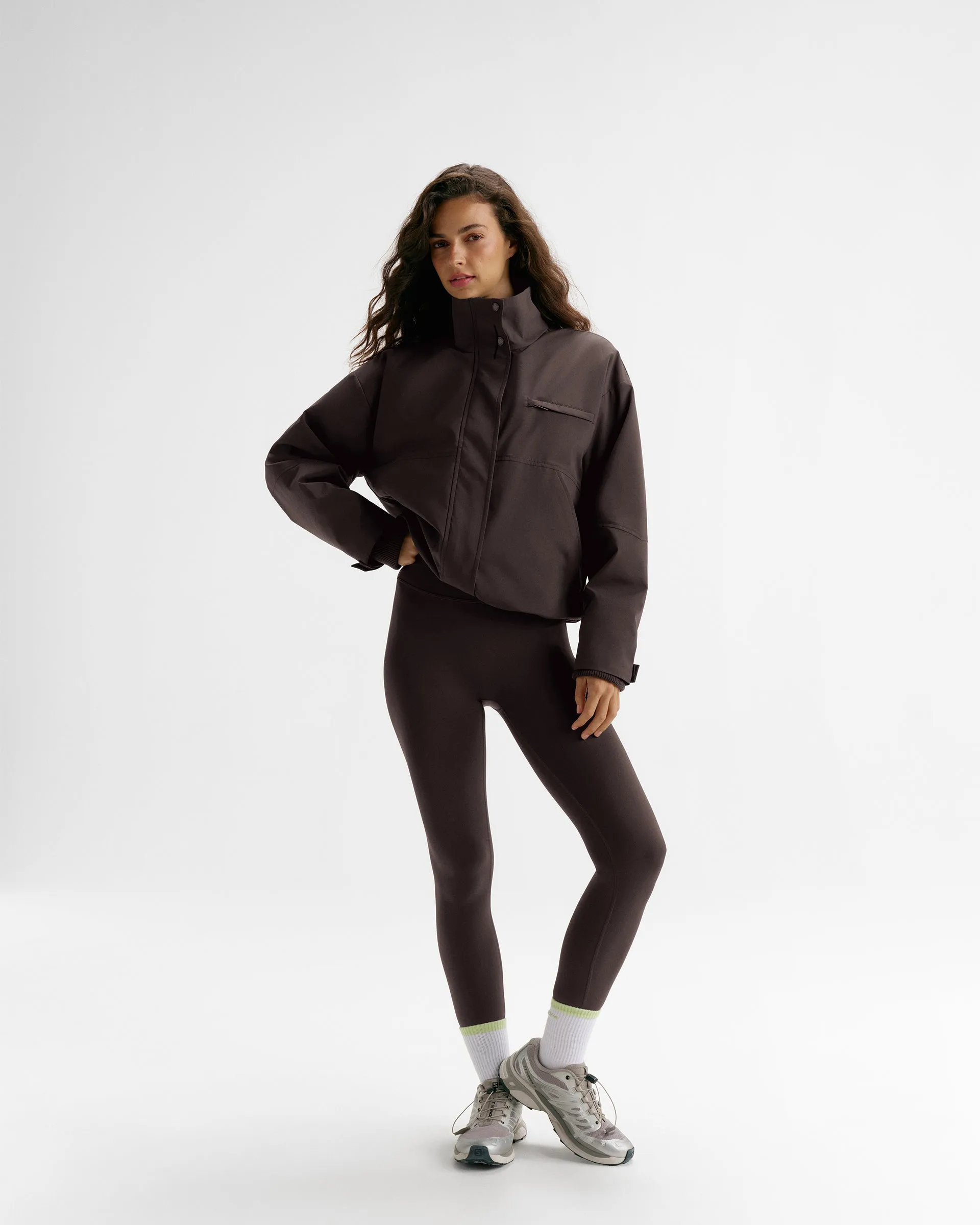 Funnel Neck Technical Jacket - Coffee Bean sold by Adanola product image thumbnail 5