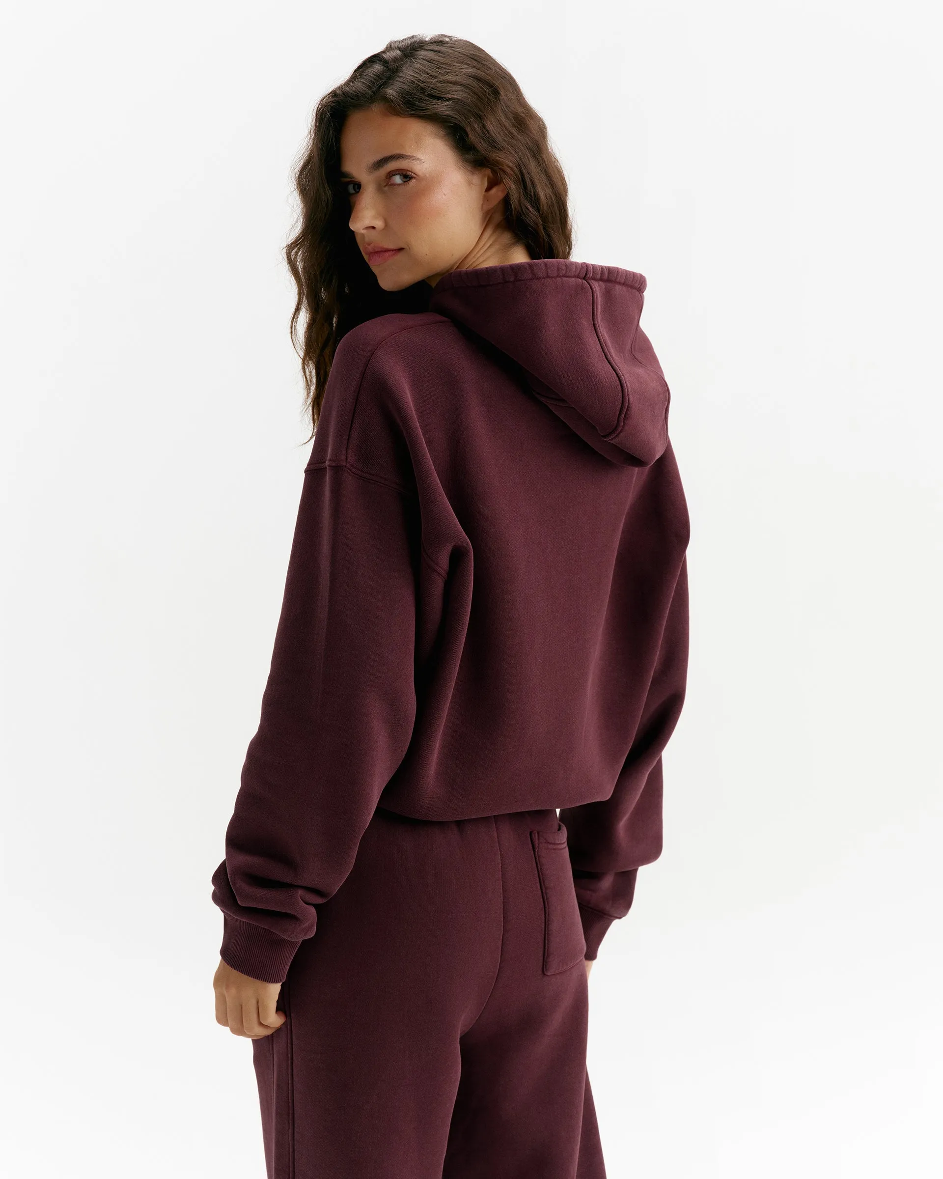 Vintage Washed Adanola Relaxed Hoodie - Damson Red/Marshmallow White sold by Adanola product image thumbnail 2