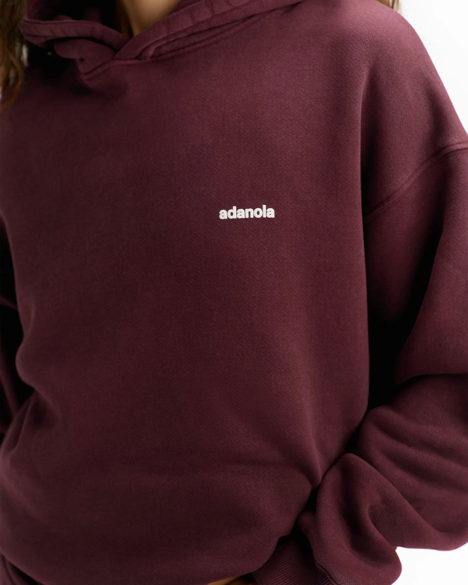 Vintage Washed Adanola Relaxed Hoodie - Damson Red/Marshmallow White sold by Adanola product image thumbnail 3