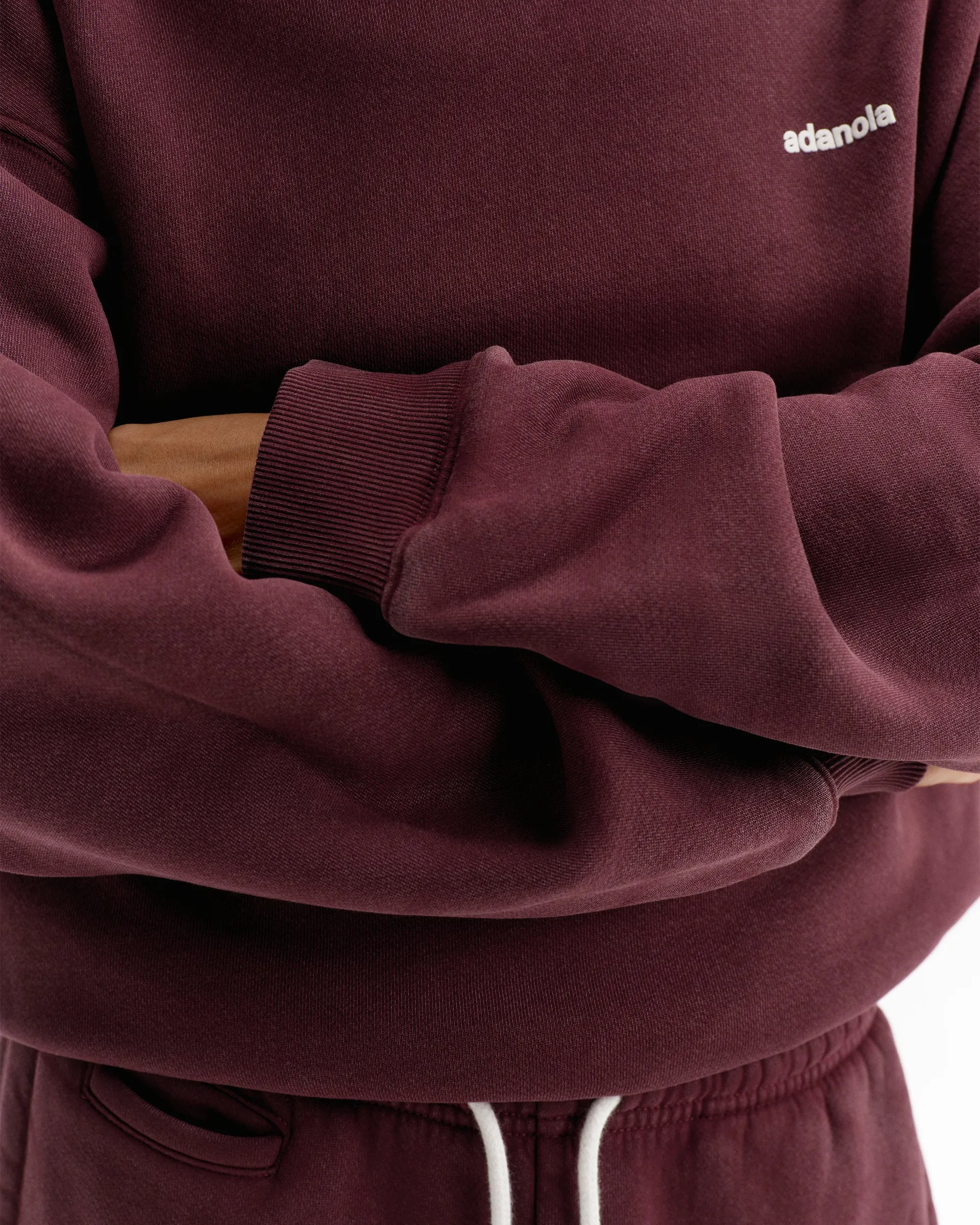 Vintage Washed Adanola Relaxed Hoodie - Damson Red/Marshmallow White sold by Adanola product image thumbnail 5
