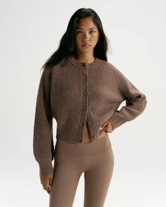 Knit Button Up Cardigan - Walnut Brown made by Adanola