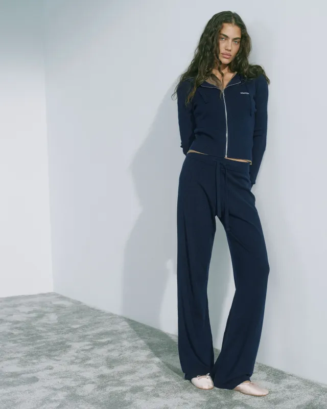 Adanola Knit Straight Leg Trousers - Navy Blue made by Adanola