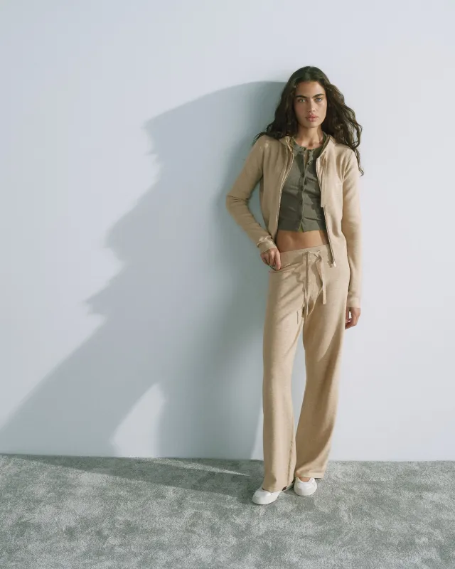 Adanola Knit Straight Leg Trousers - Oatmeal made by Adanola