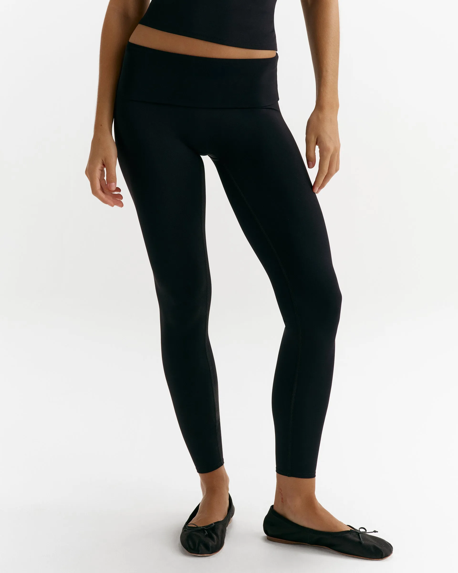 Low Rise Fold Over Yoga Leggings - Black sold by Adanola product image thumbnail 3