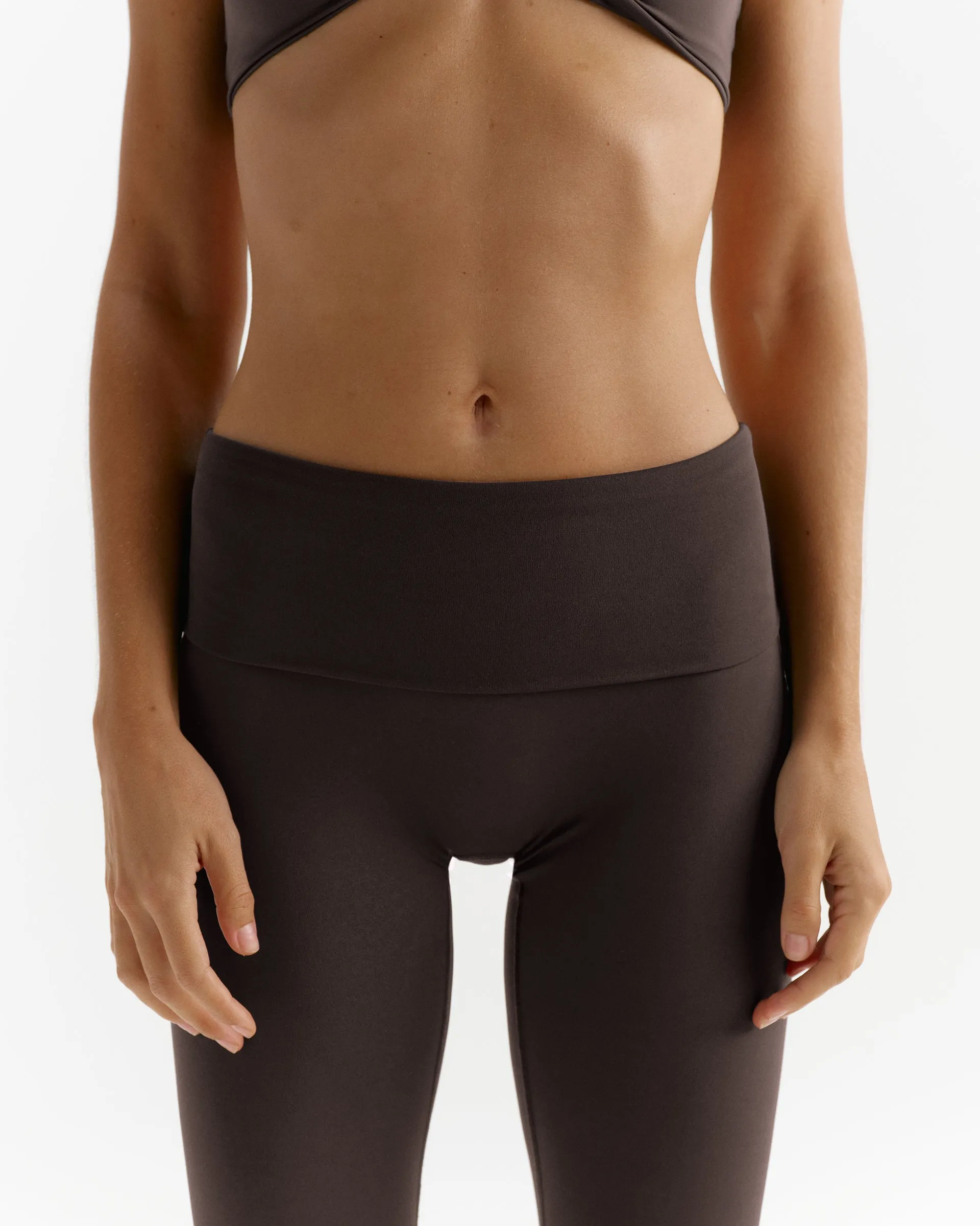 Fold Over Yoga Leggings - Coffee Bean sold by Adanola product image thumbnail 4
