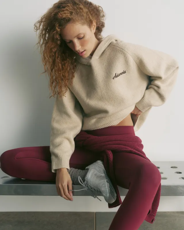 Oversized Knit Hoodie - Oatmeal made by Adanola