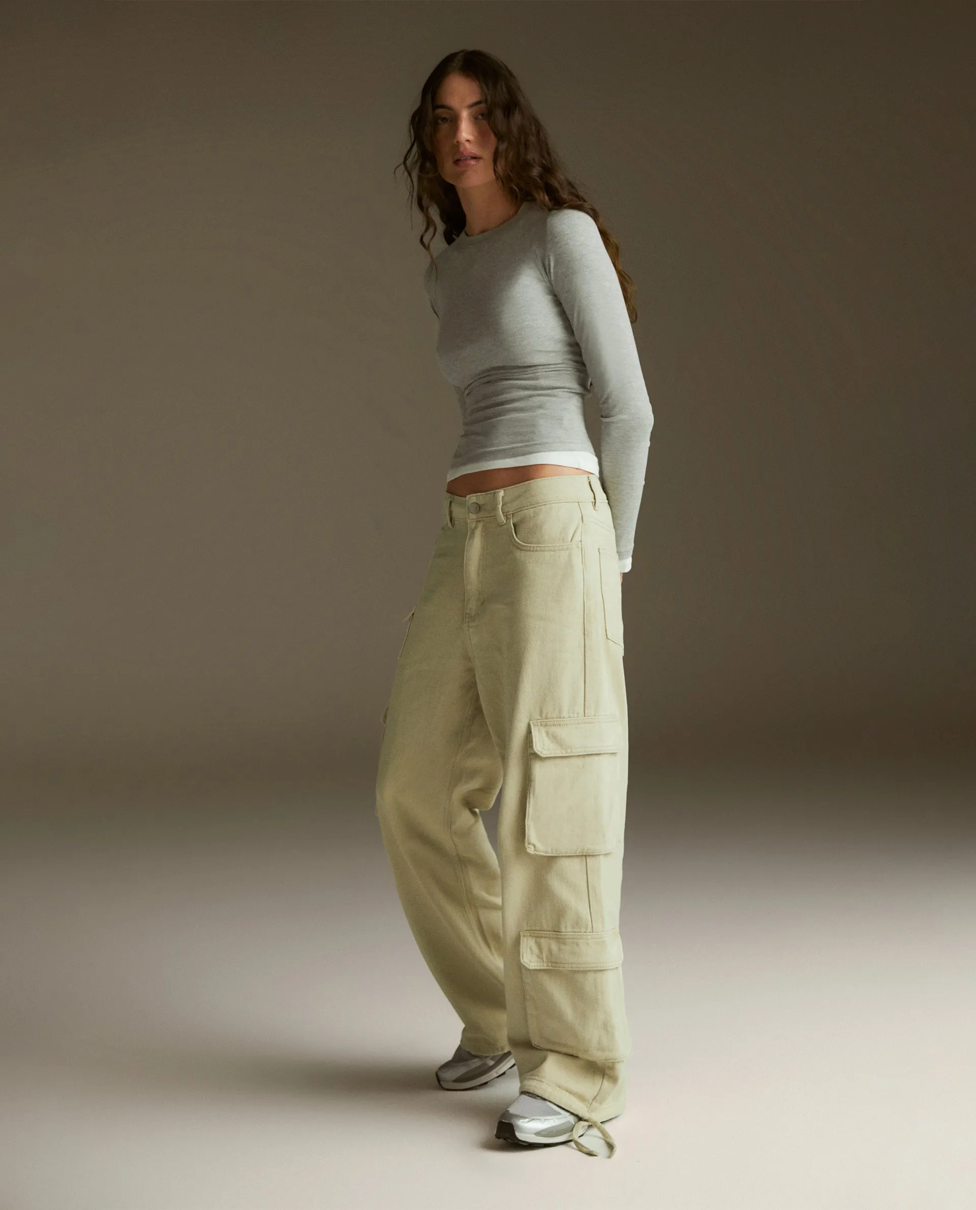 Pocket Detail Cargo Pant - Stone sold by Adanola