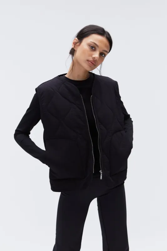 Quilted Nylon Gilet - Black sold by Adanola