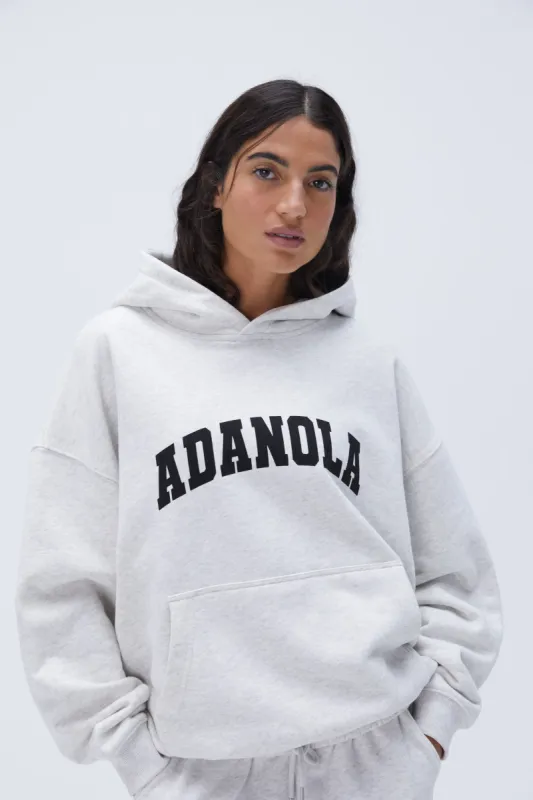 Varsity Oversized Hoodie - Light Grey Melange/Black sold by Adanola