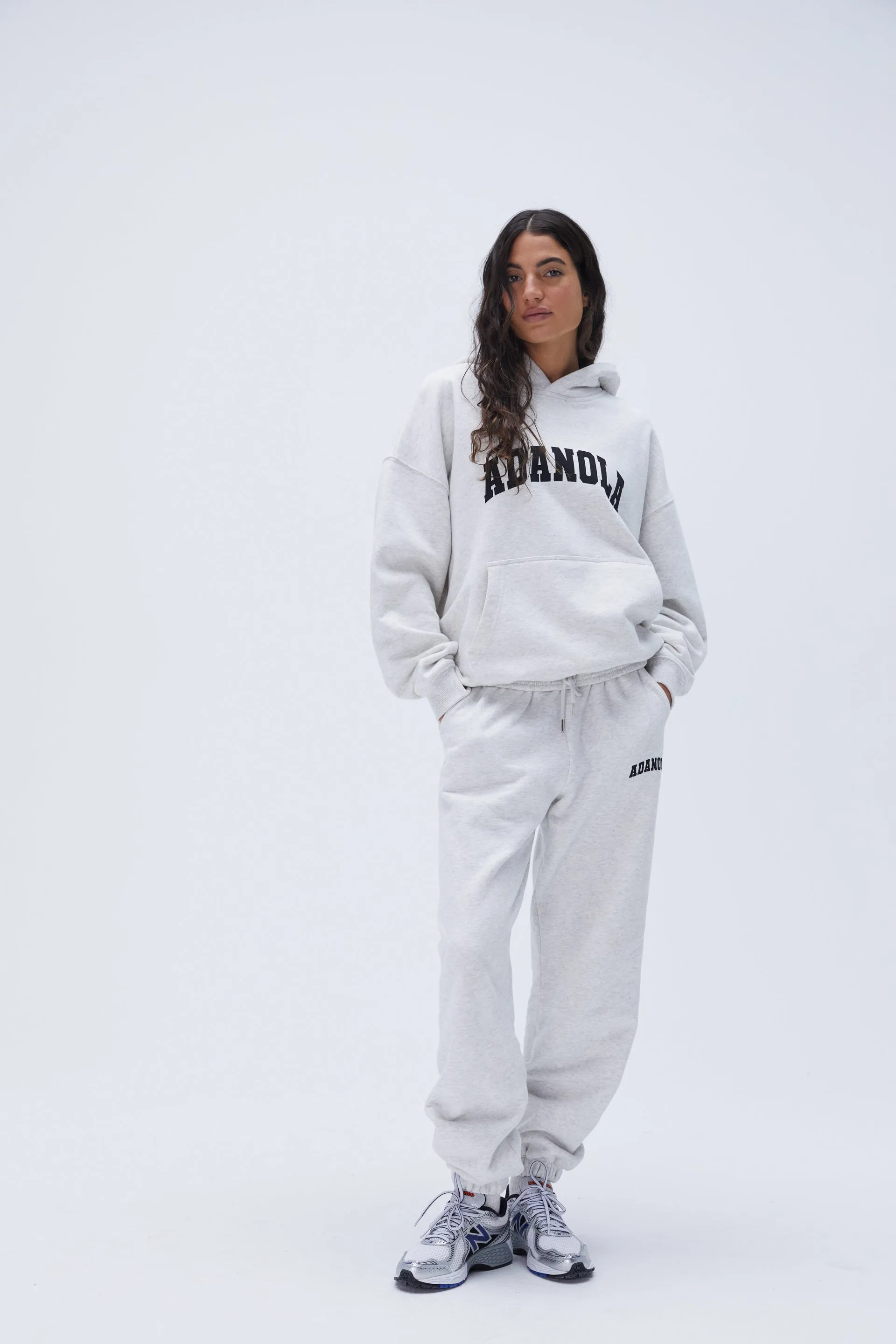 Varsity Oversized Hoodie - Light Grey Melange/Black sold by Adanola product image thumbnail 5