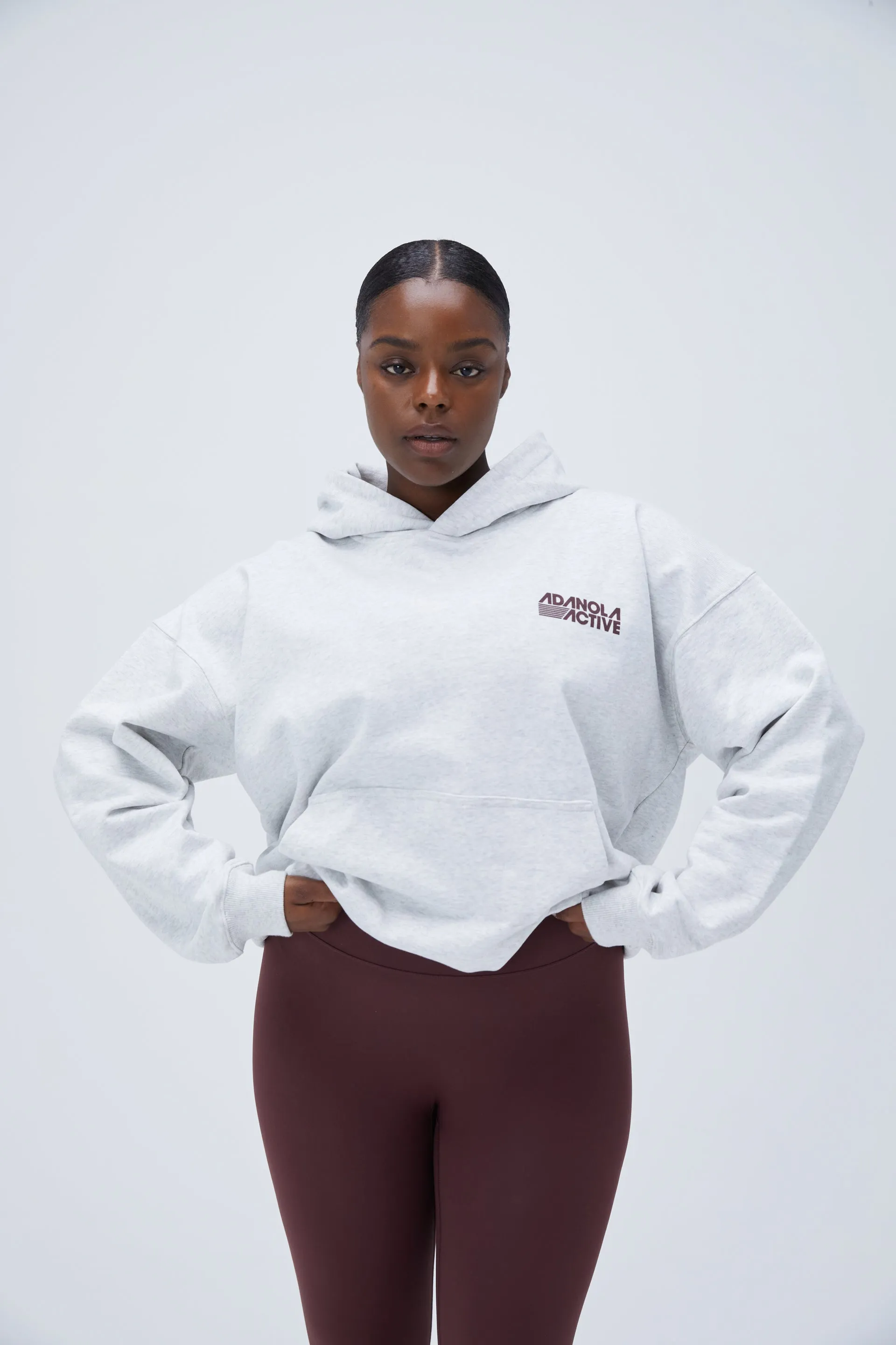 Retro Sport Oversized Hoodie - Light Grey Melange sold by Adanola product image thumbnail 4