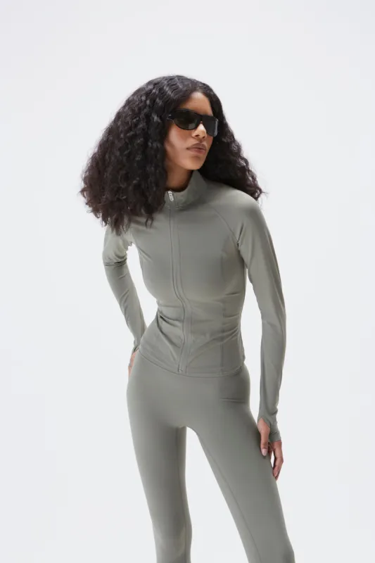 Ultimate Long Sleeve Zip Up Top - Olive Green sold by Adanola