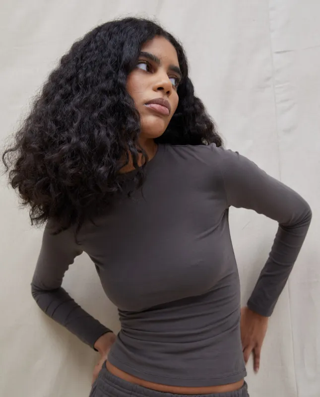 Cotton Long Sleeve Top - Forest Brown sold by Adanola