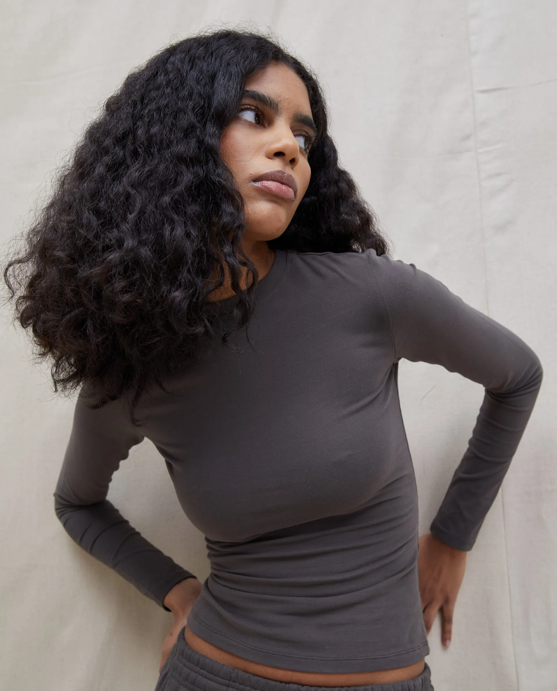 Cotton Long Sleeve Top - Forest Brown sold by Adanola