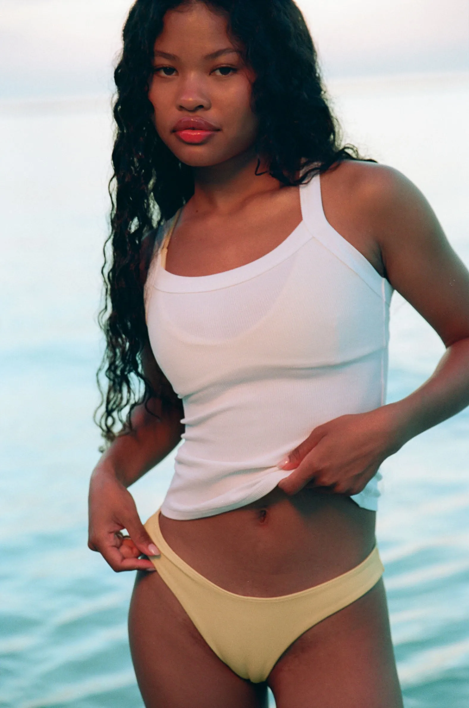 Rib Wide Binding Vest Top - White sold by Adanola product image thumbnail 2