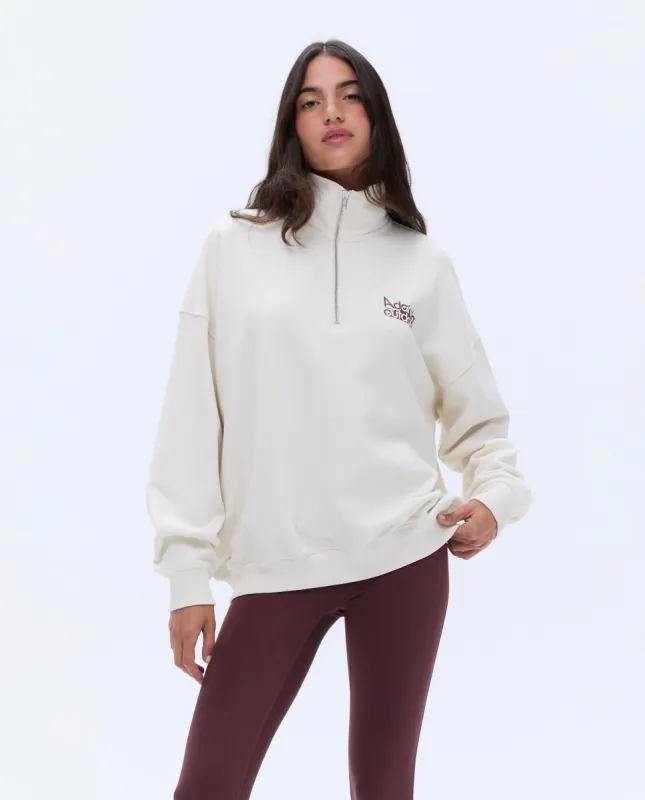 Trail Oversized Funnel Neck Zip Sweatshirt - Marshmallow White sold by Adanola