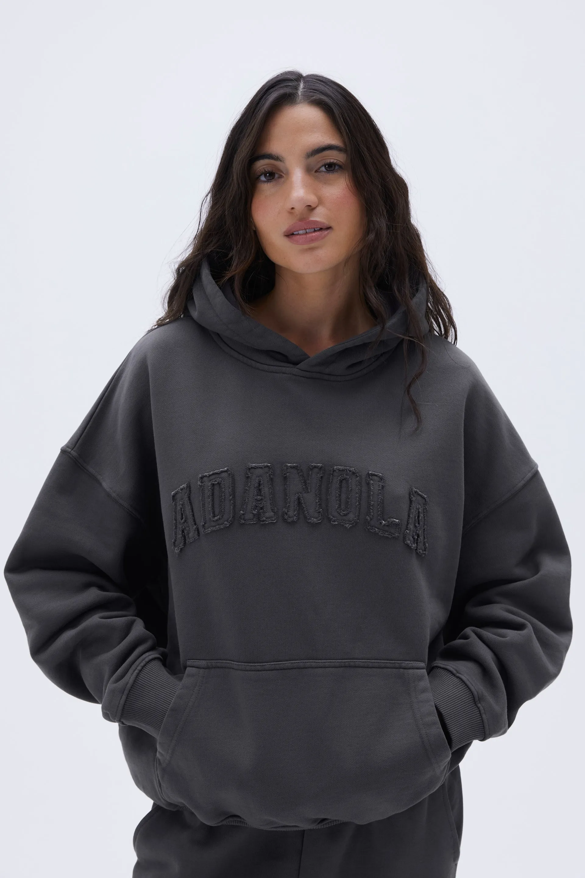 Distressed Varsity Oversized Hoodie - Charcoal Grey | Parallel