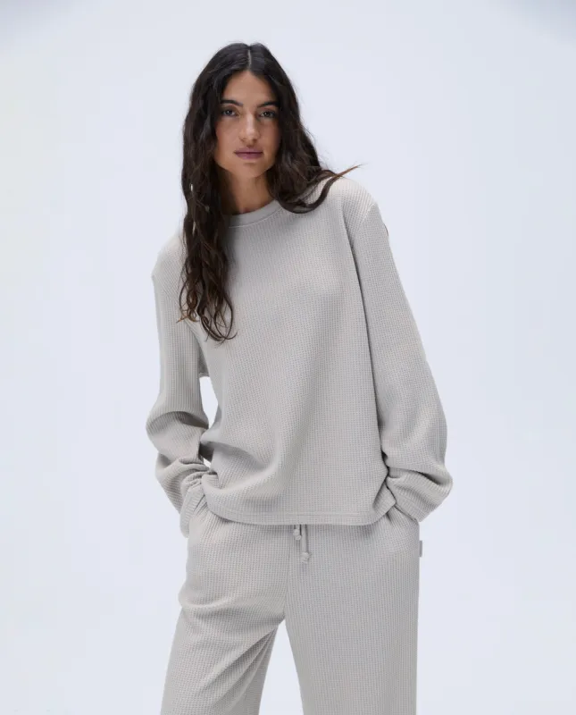 Waffle Long Sleeve T-shirt - Stone sold by Adanola