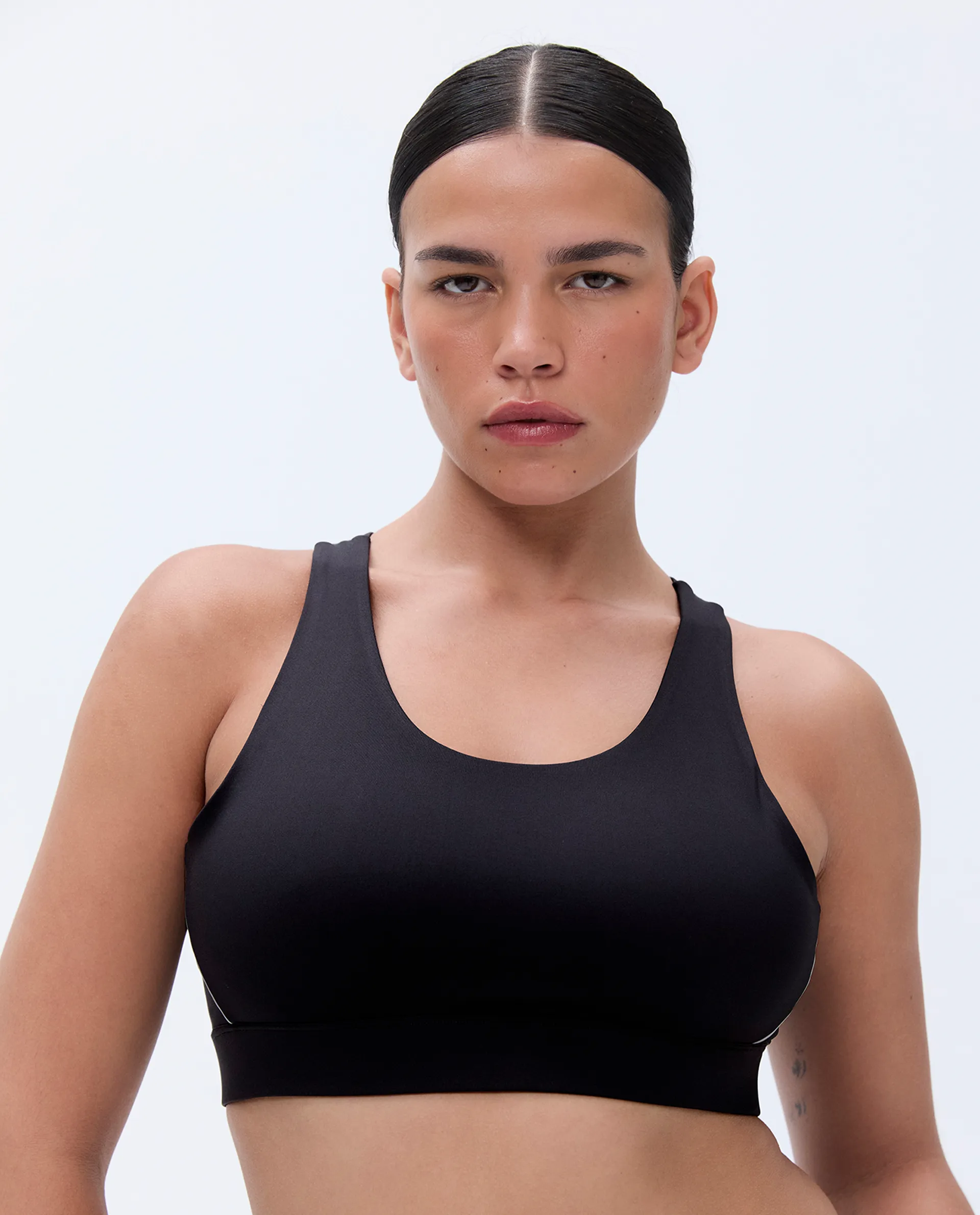 Mesh Open Back Bra - Black sold by Adanola