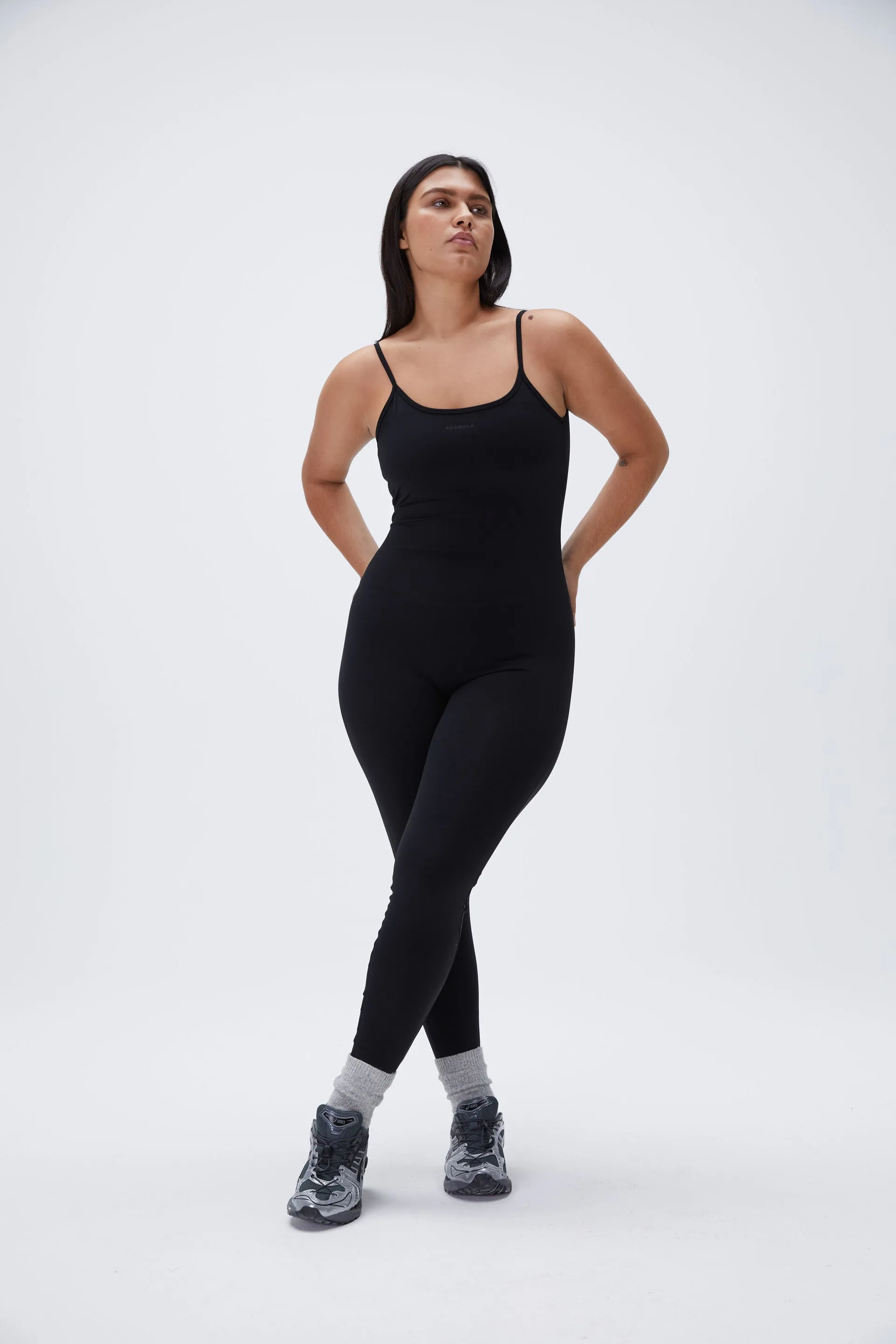 Ultimate Low Cross Back Unitard - Black sold by Adanola