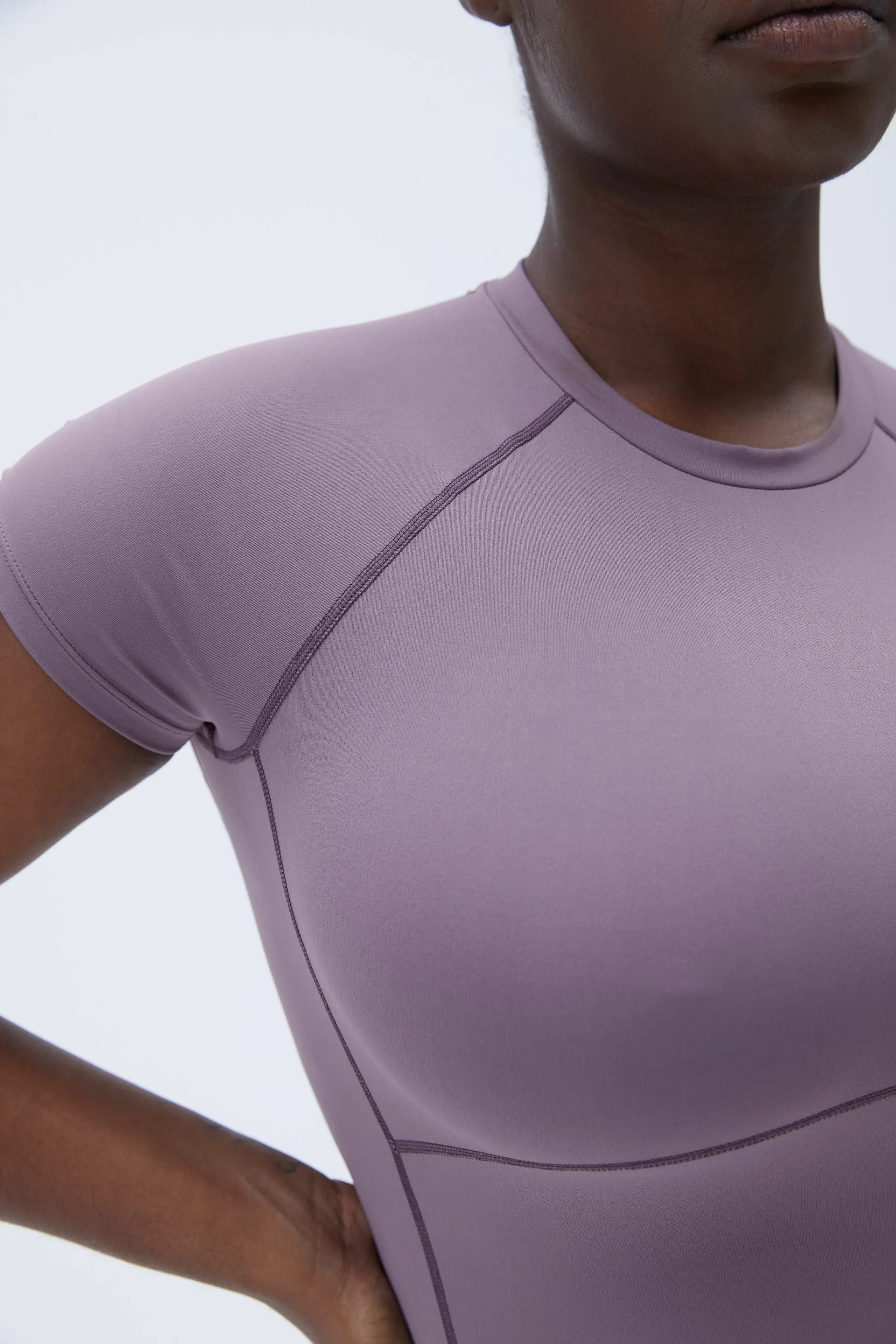 Ultimate Seam Detail Short Sleeve Top - Mauve Purple sold by Adanola product image thumbnail 3