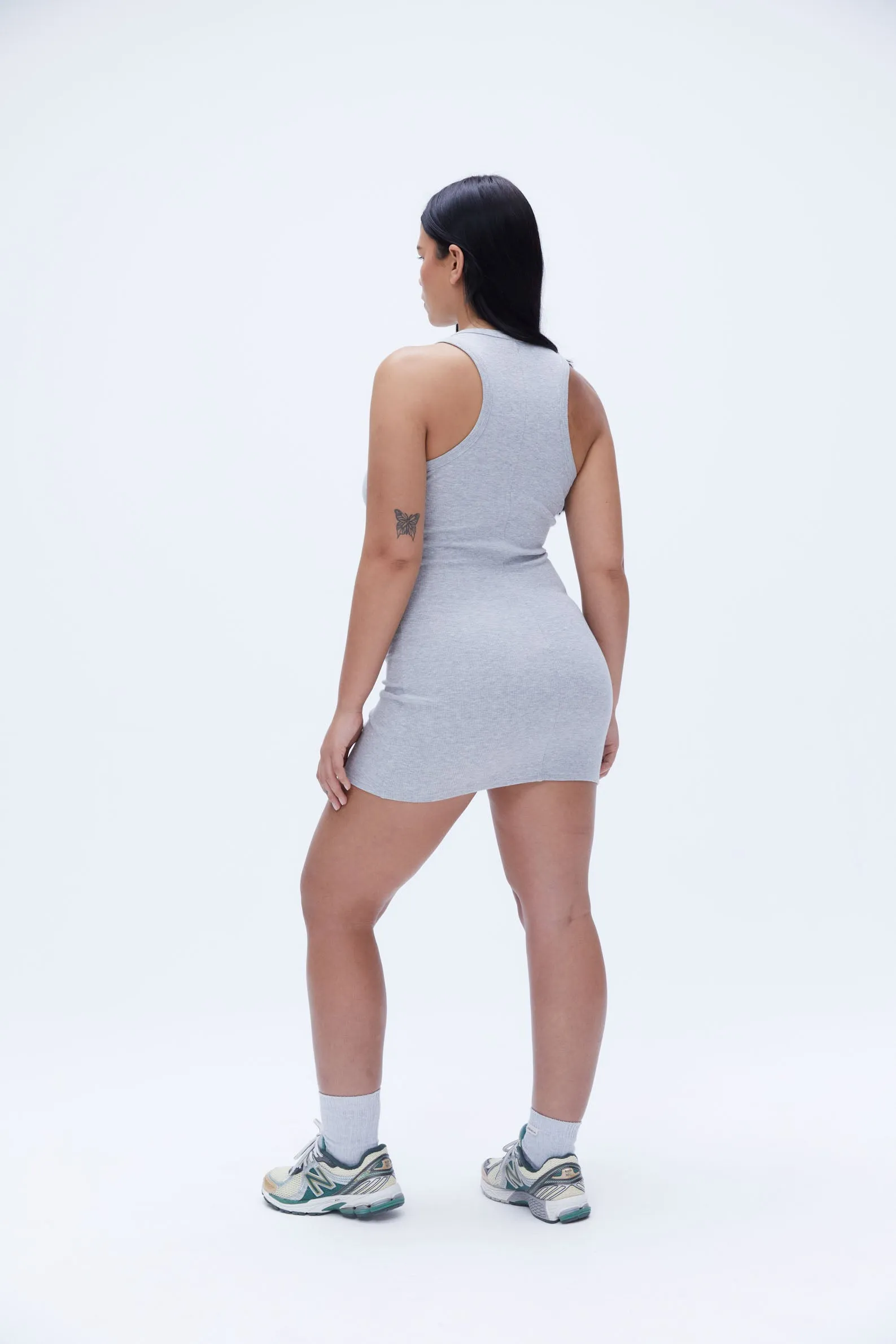 Rib Racer Mini Dress - Grey Melange sold by Adanola product image thumbnail 2