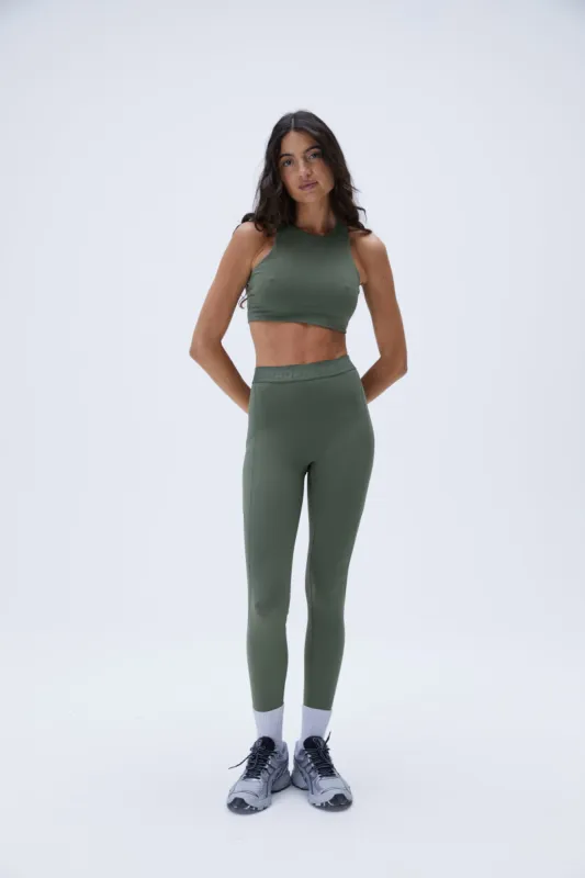 Ultimate Branded Pocket Leggings - Khaki Green sold by Adanola
