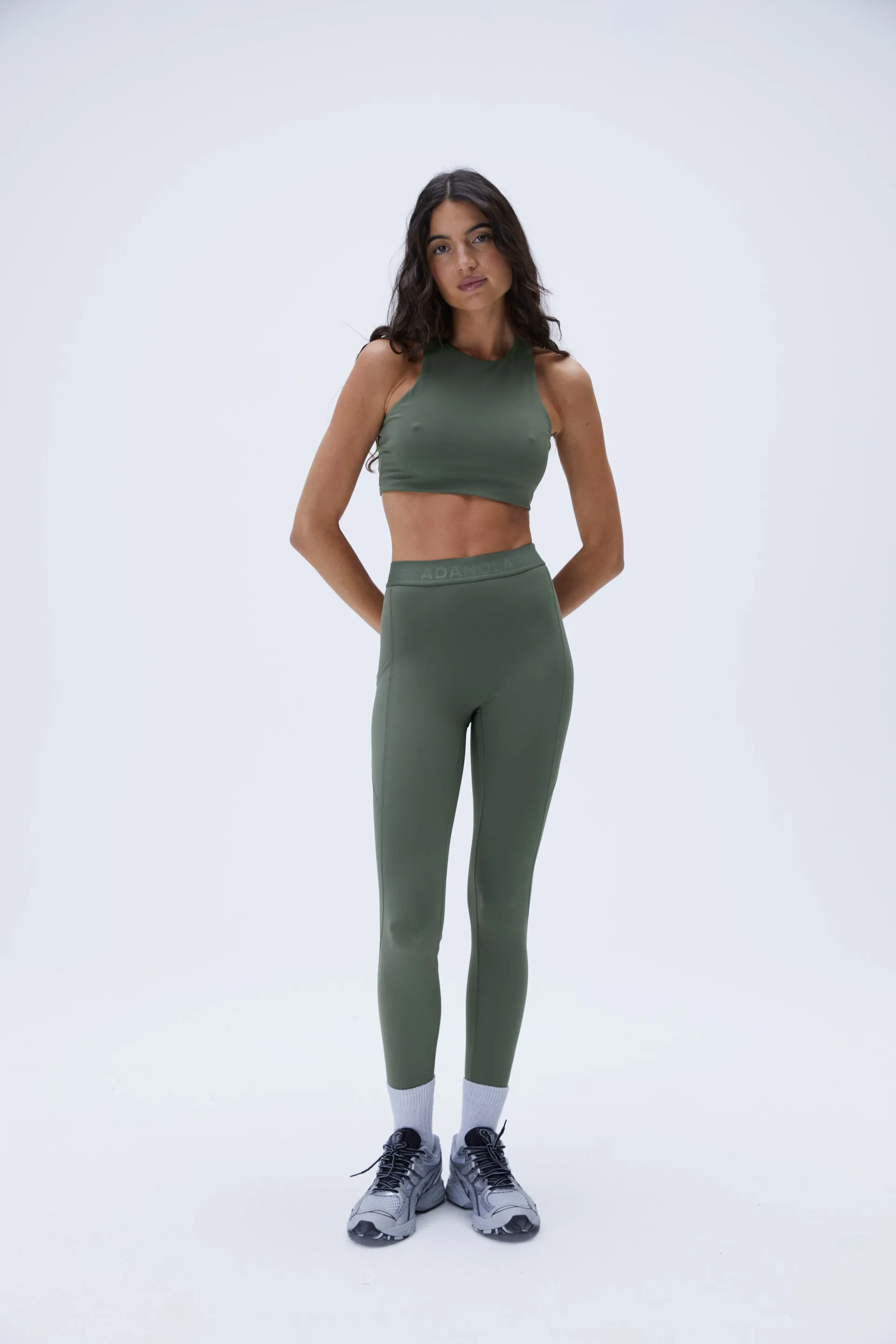 Ultimate Branded Pocket Leggings - Khaki Green sold by Adanola
