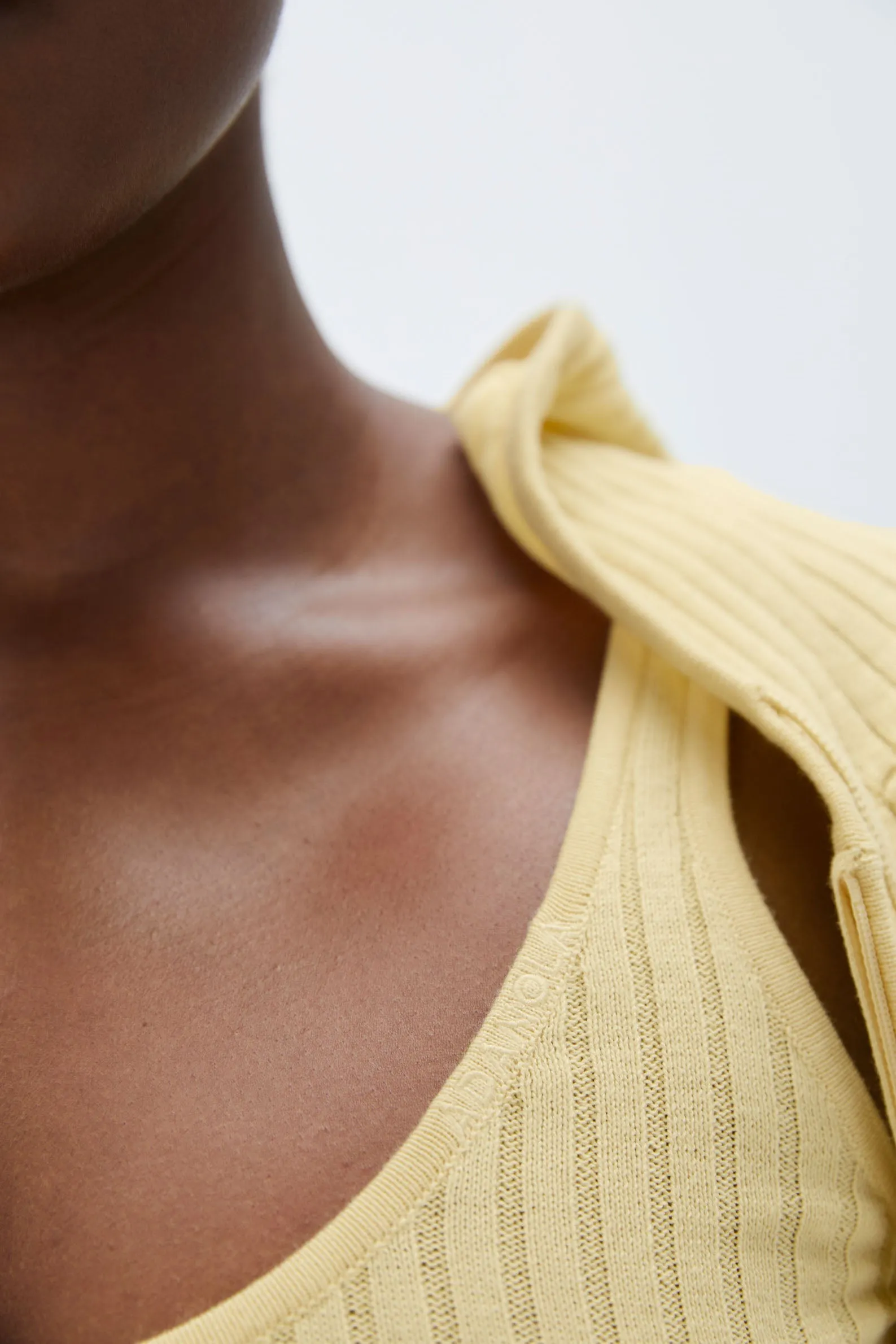 Rib Knit Scoop Neck Crop Top - Lemon Yellow sold by Adanola product image thumbnail 4
