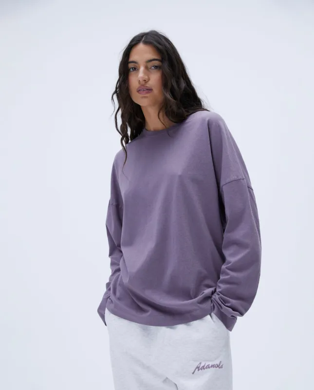 Washed Long Sleeve Oversized T-shirt - Dusk Purple sold by Adanola