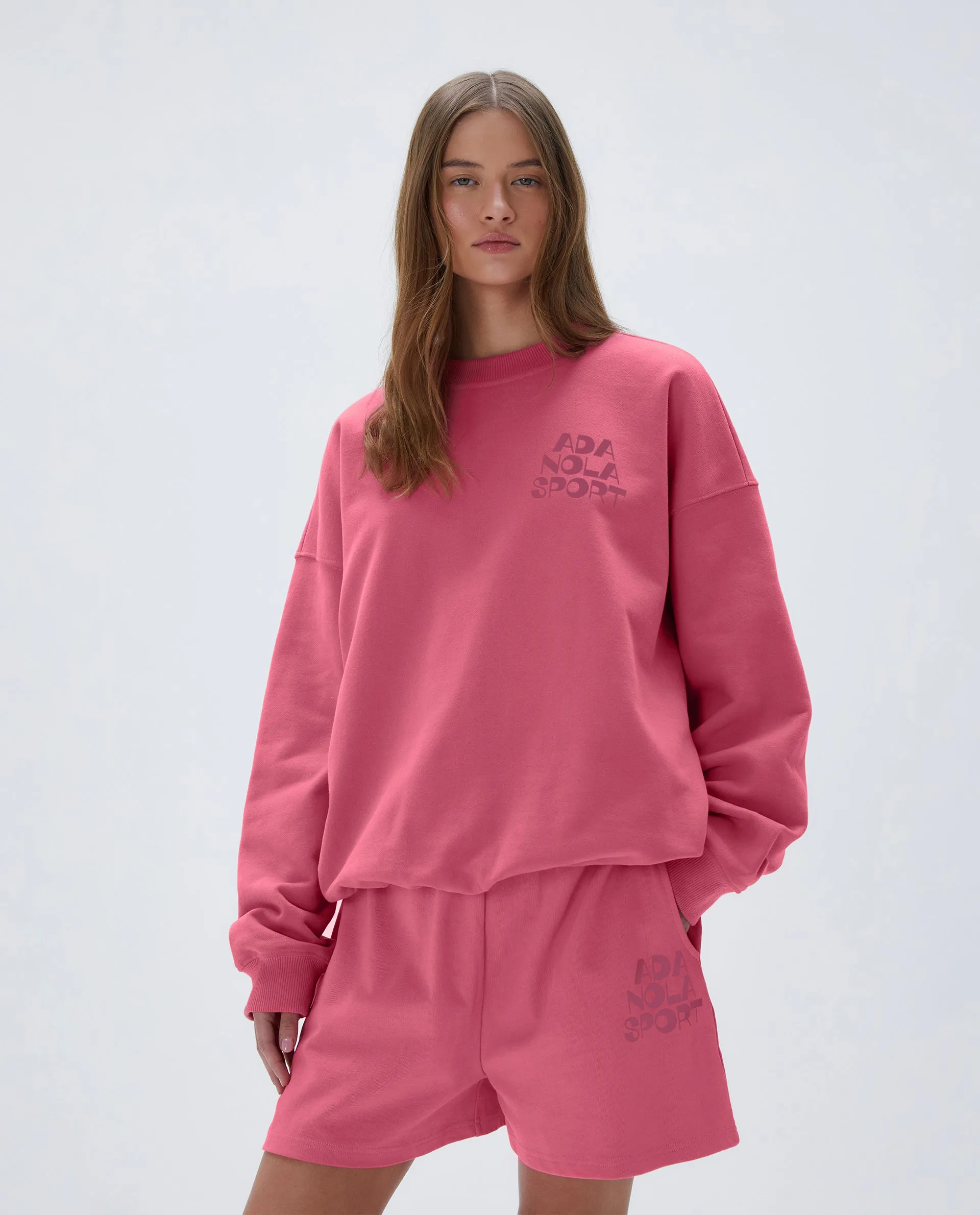 Graphic Oversized Sweatshirt - Pink sold by Adanola