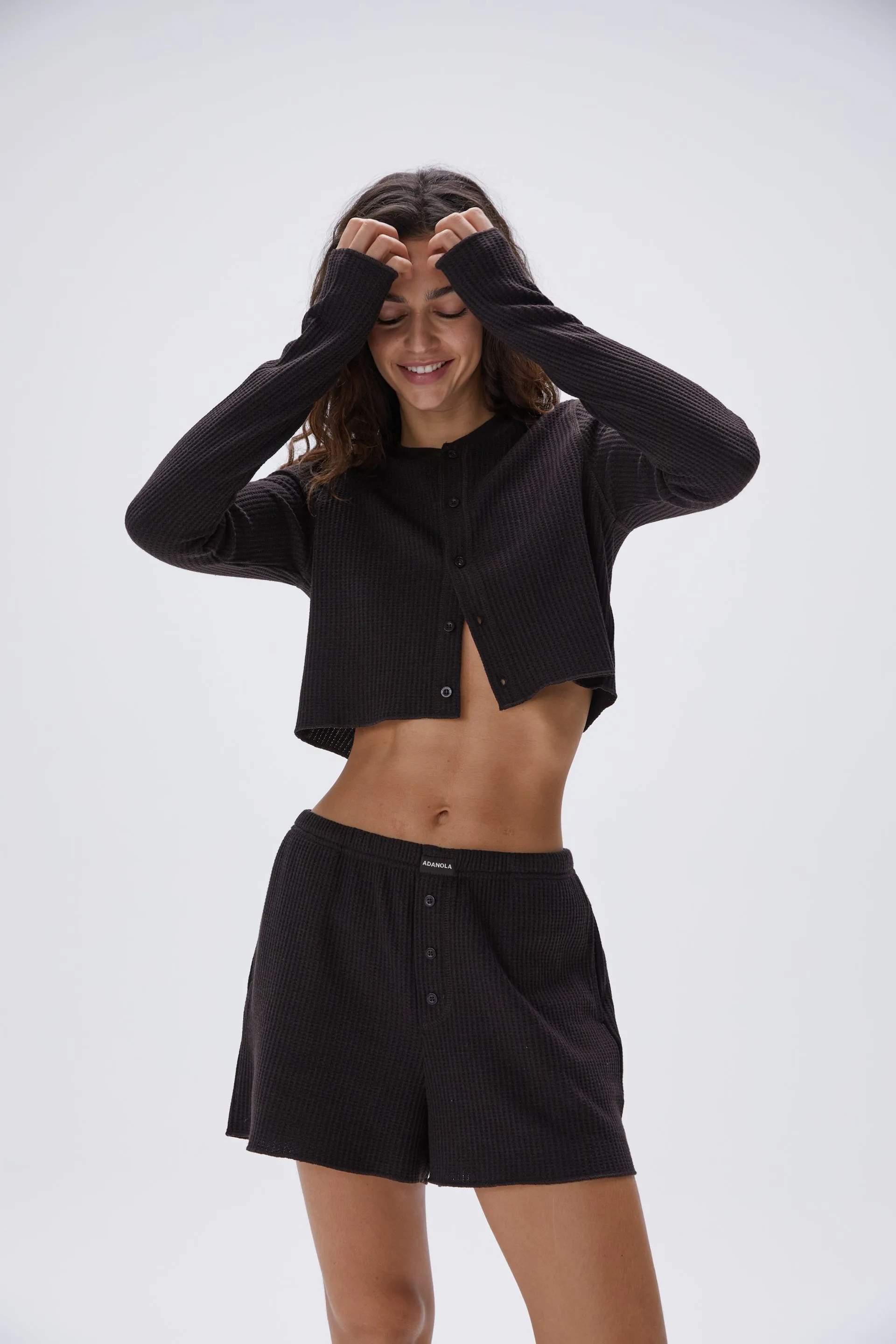 Waffle Cardigan - Coffee Bean sold by Adanola product image thumbnail 3