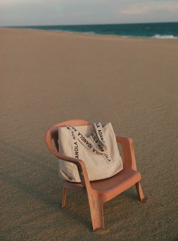 Branded Strap Tote Bag - Cream/Black sold by Adanola