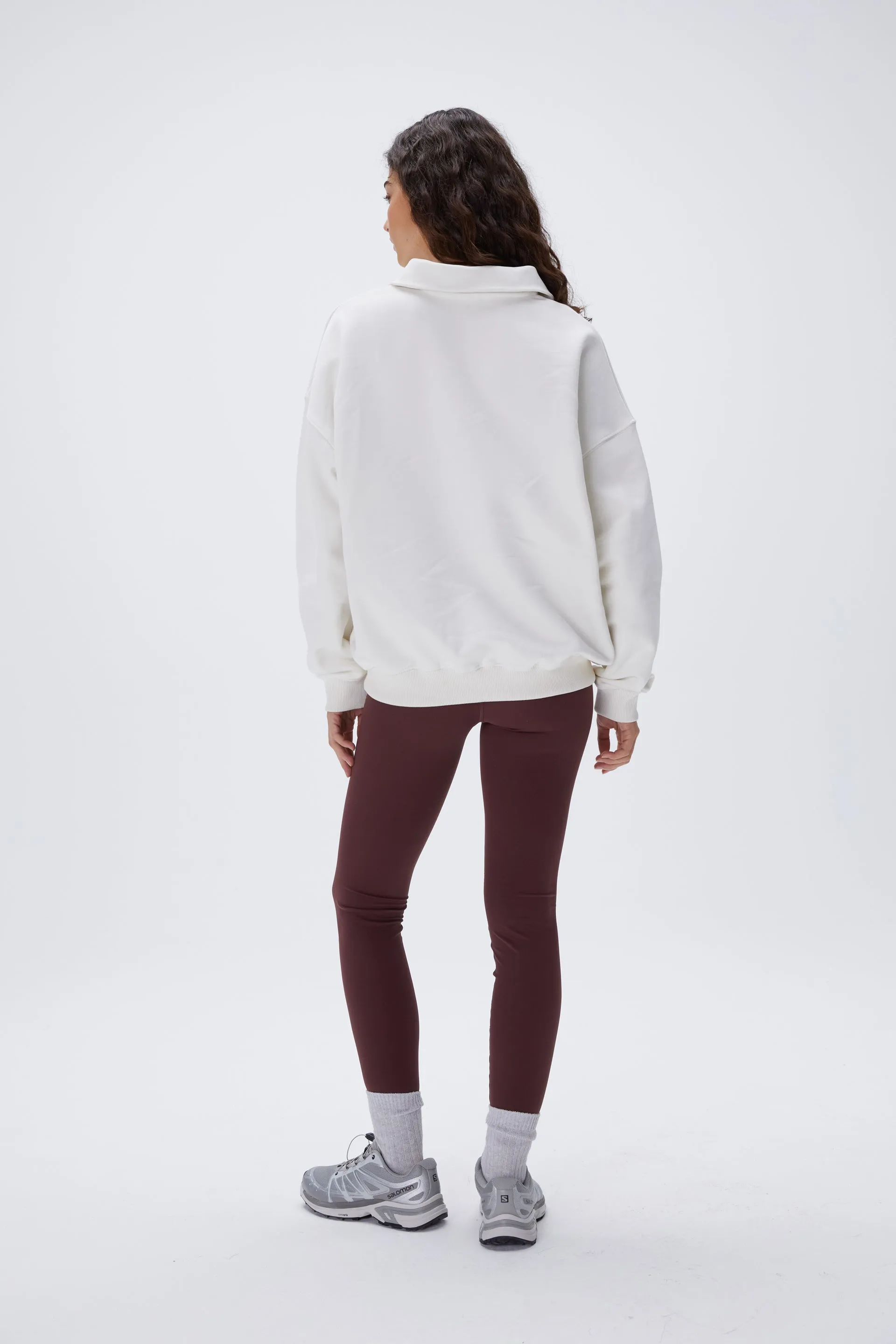 Performance Oversized Funnel Neck Zip Sweatshirt - Marshmallow White sold by Adanola product image thumbnail 2