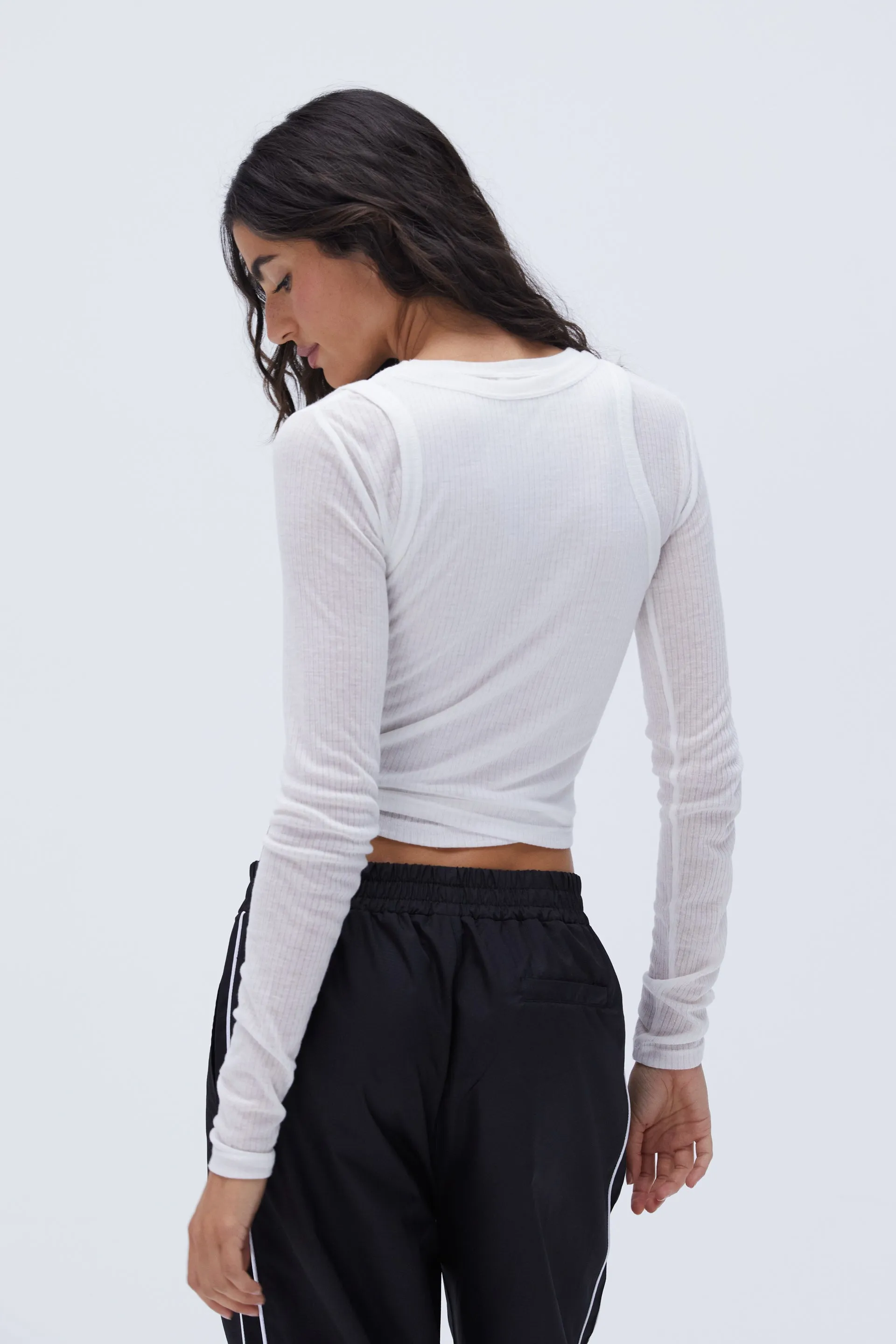 Lightweight Rib Layered Tee - White sold by Adanola product image thumbnail 2
