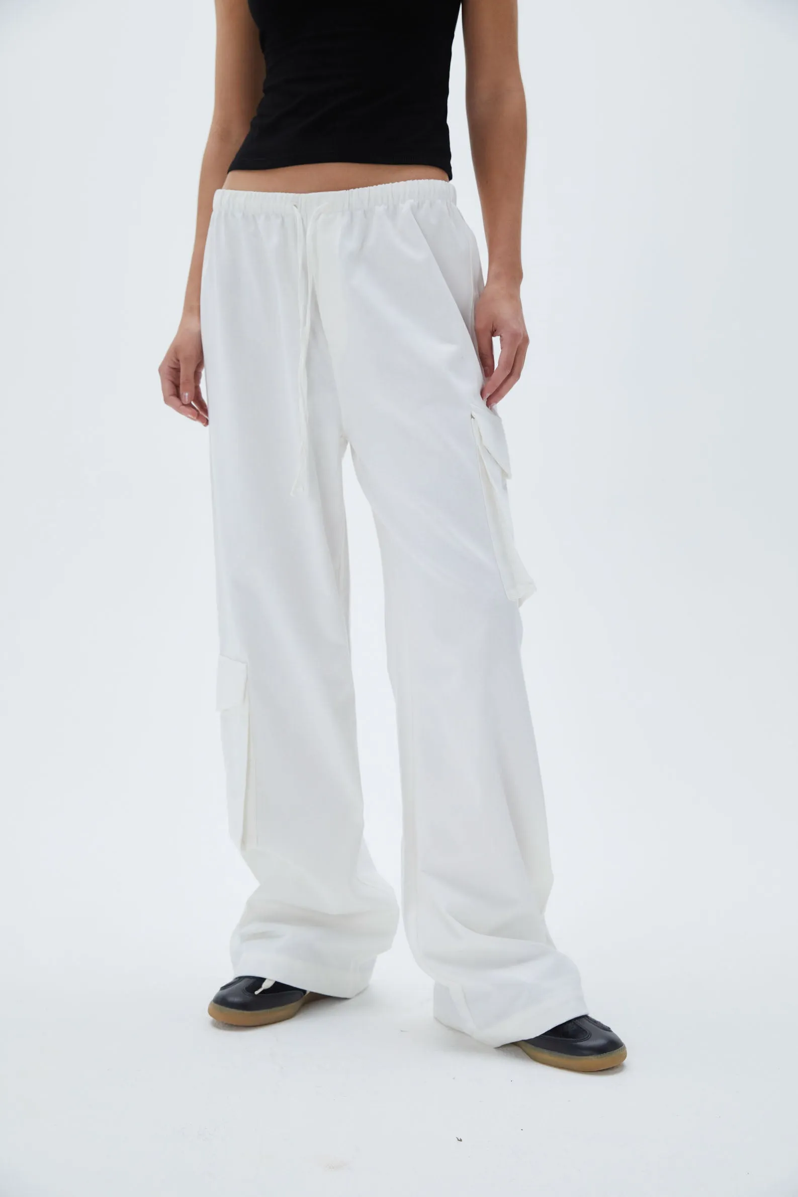 Relaxed Cotton Cargo Pants - White sold by Adanola product image thumbnail 3