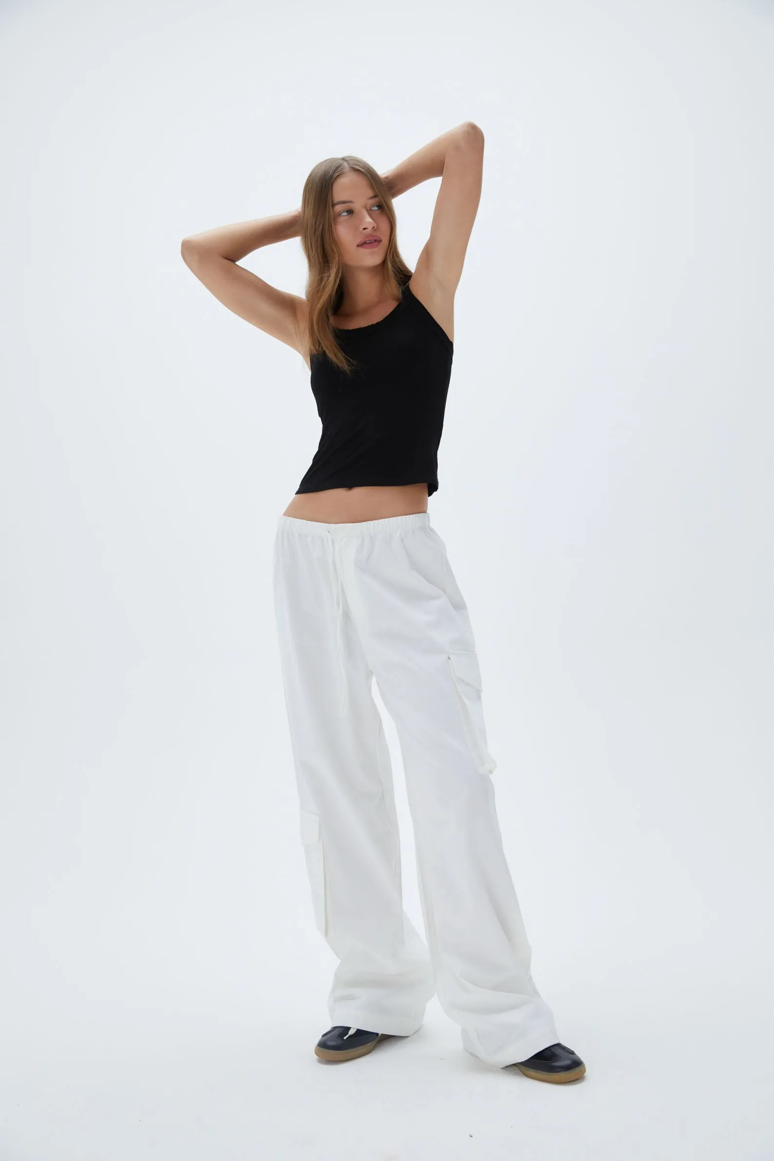 Relaxed Cotton Cargo Pants - White sold by Adanola product image thumbnail 2