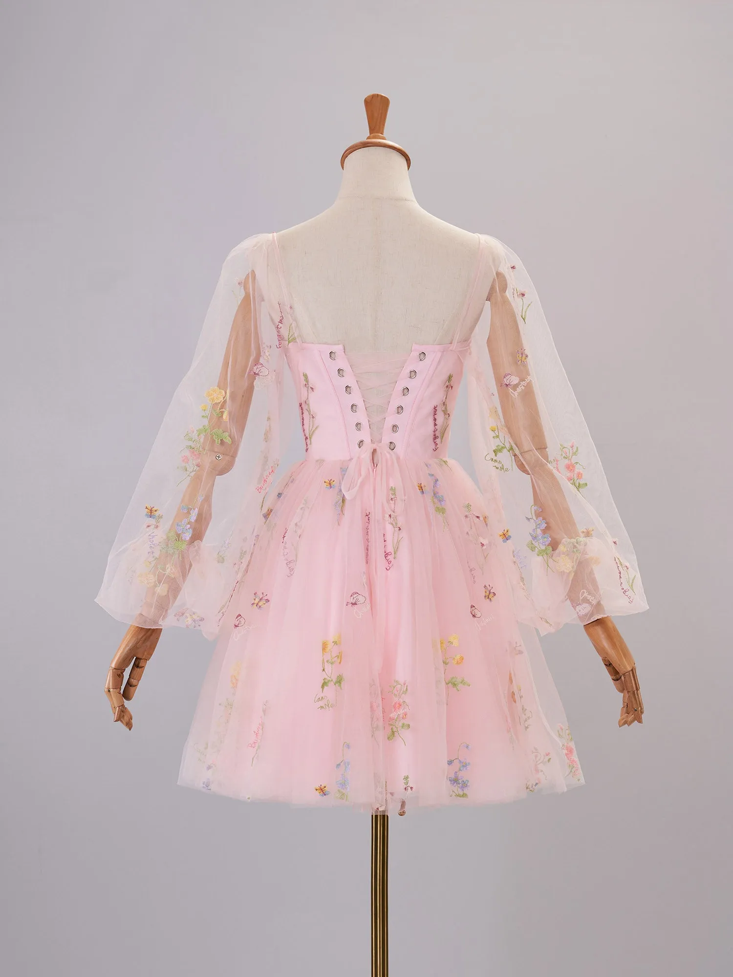 Sweetheart Embroidery Short-Length Tulle Puff Sleeves Cocktail Dress sold by KissProm product image thumbnail 5